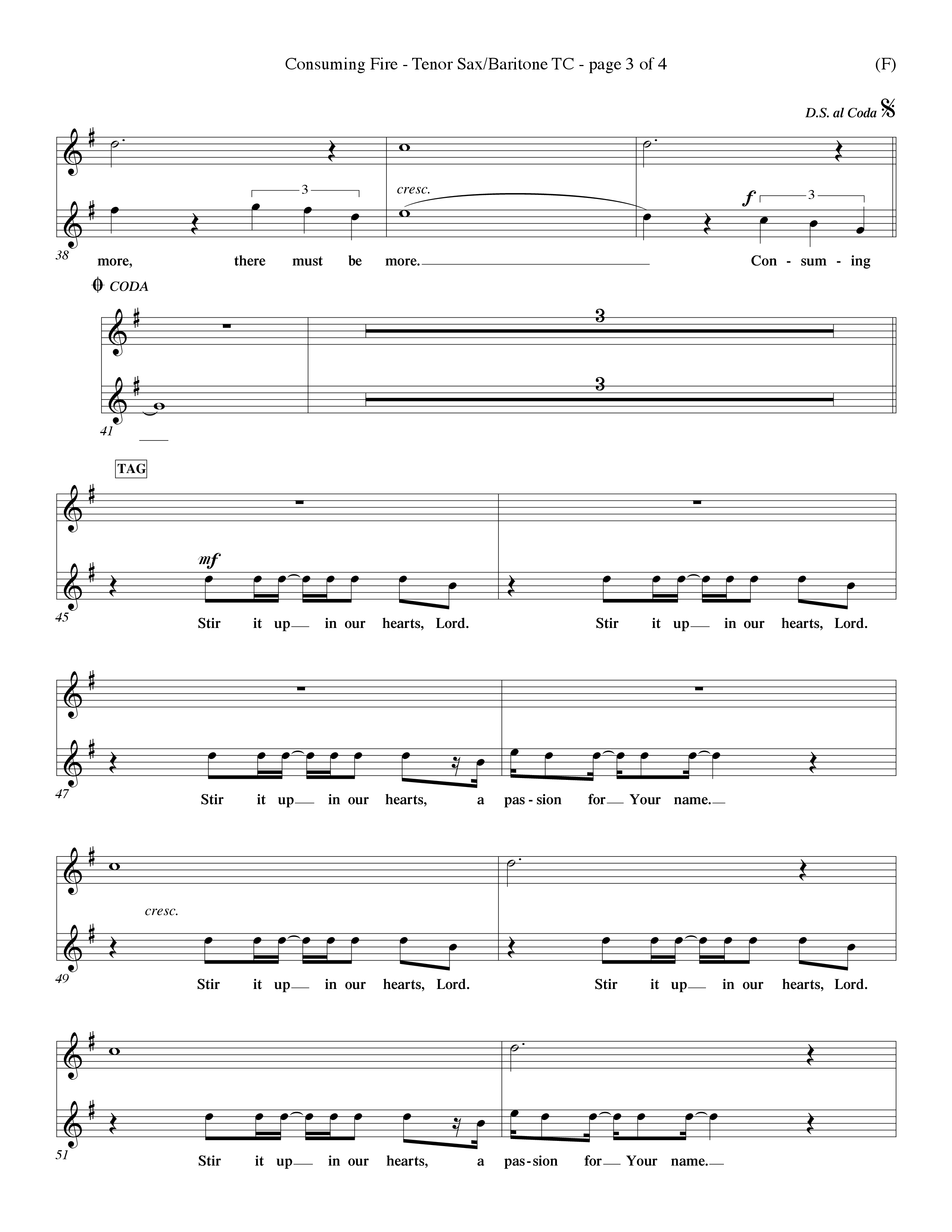 Consuming Fire (Choral Anthem SATB) Tenor Sax/Baritone T.C. (Word Music Choral / Orch. Dave Williamson)