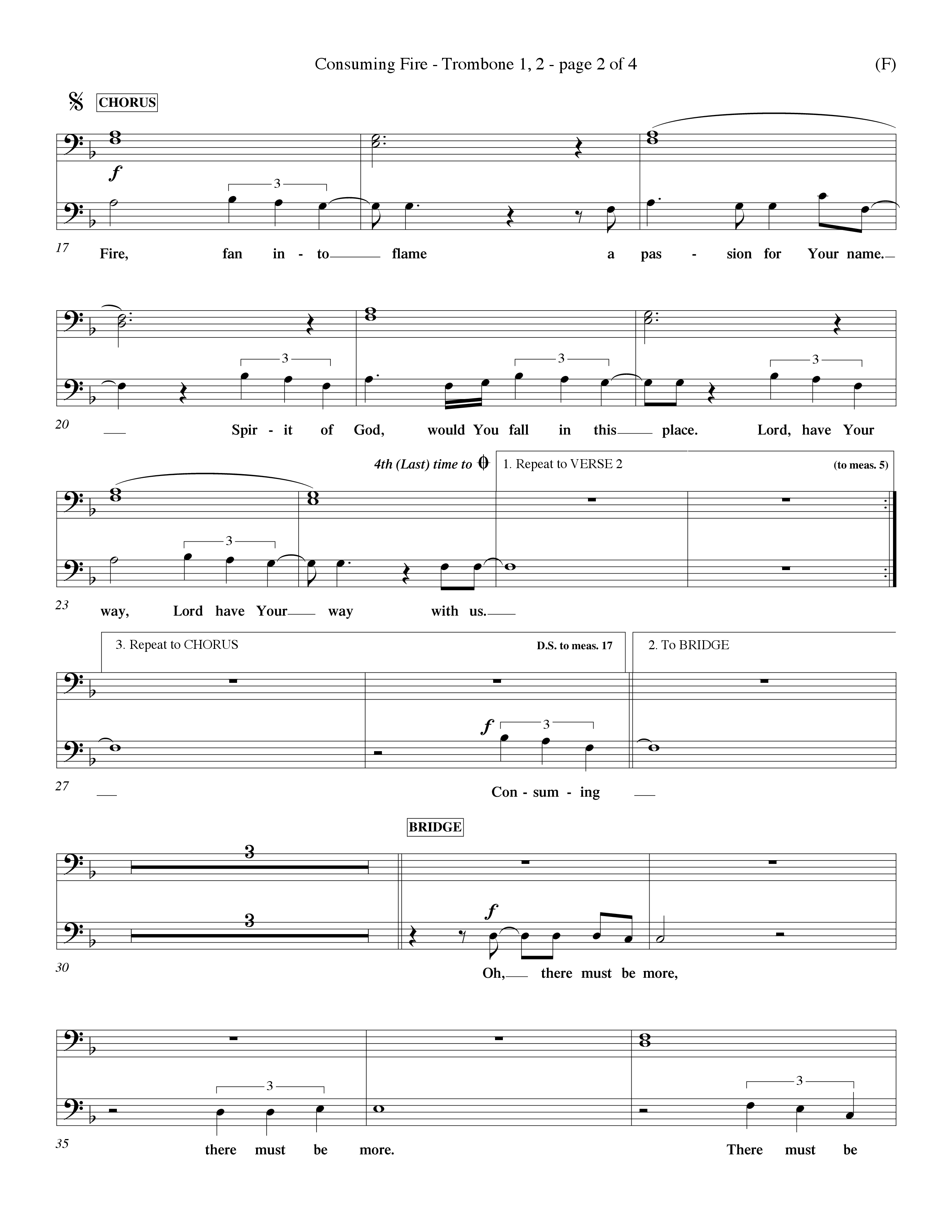 Consuming Fire (Choral Anthem SATB) Trombone 1/2 (Word Music Choral / Orch. Dave Williamson)