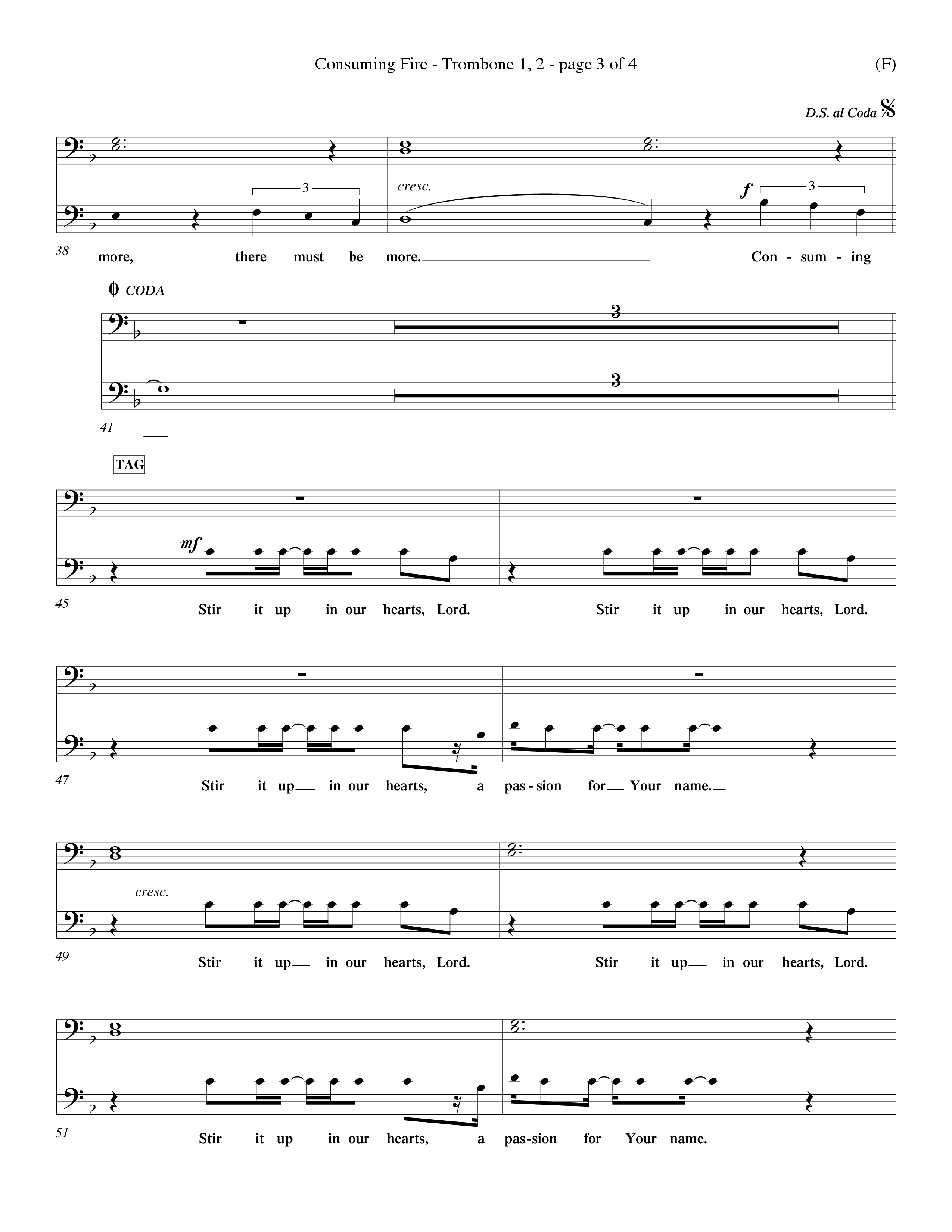 Consuming Fire (Choral Anthem SATB) Trombone 1/2 (Word Music Choral / Orch. Dave Williamson)