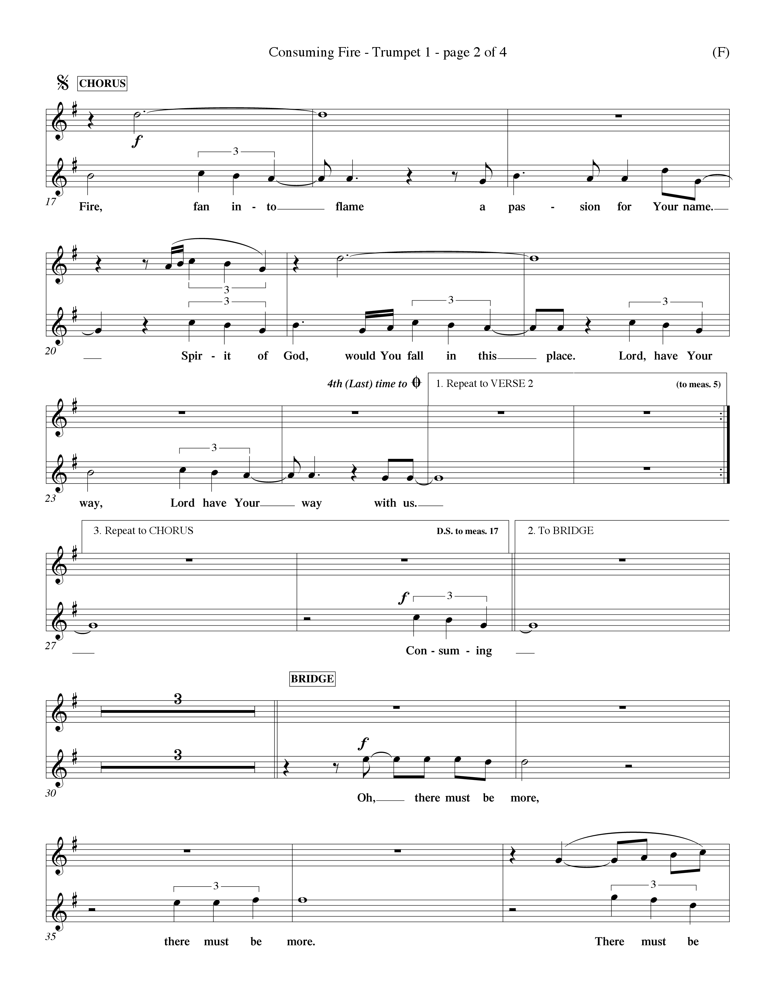 Consuming Fire (Choral Anthem SATB) Trumpet 1 (Word Music Choral / Orch. Dave Williamson)