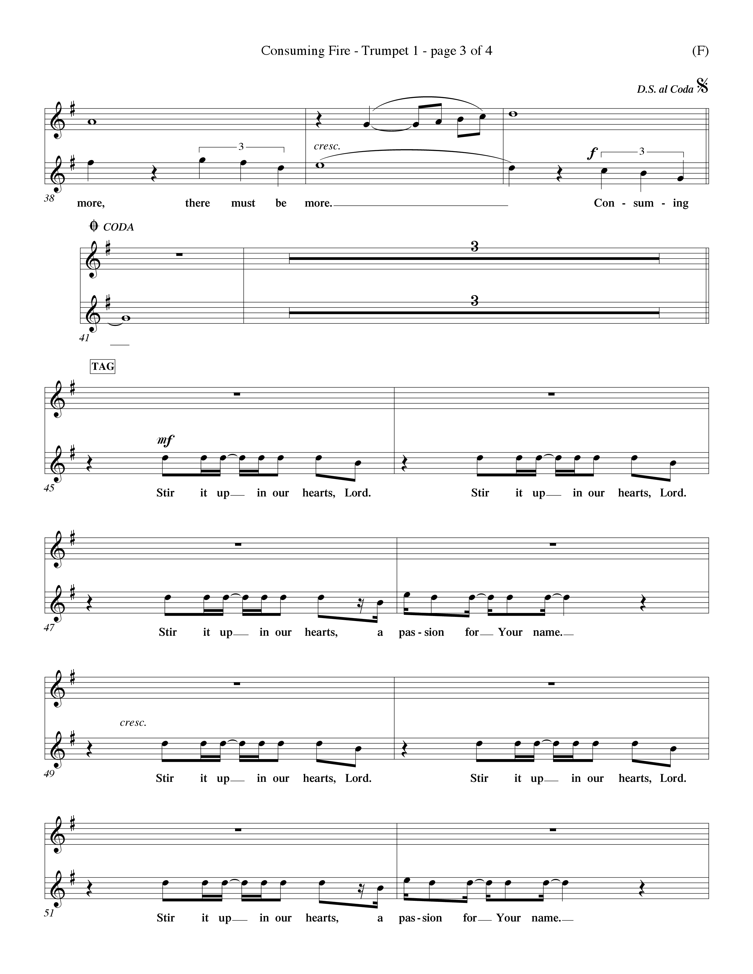 Consuming Fire (Choral Anthem SATB) Trumpet 1 (Word Music Choral / Orch. Dave Williamson)