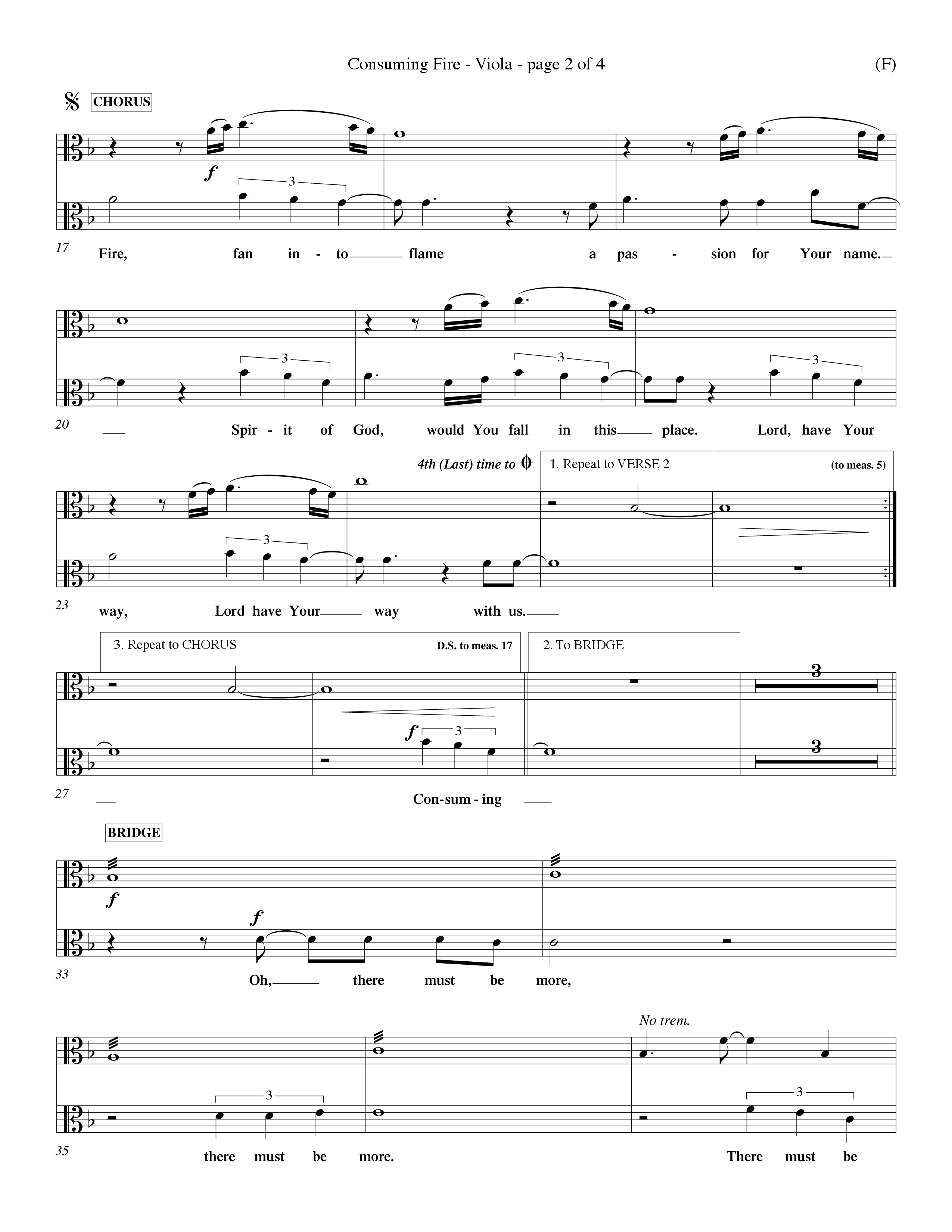 Consuming Fire (Choral Anthem SATB) Viola (Word Music Choral / Orch. Dave Williamson)