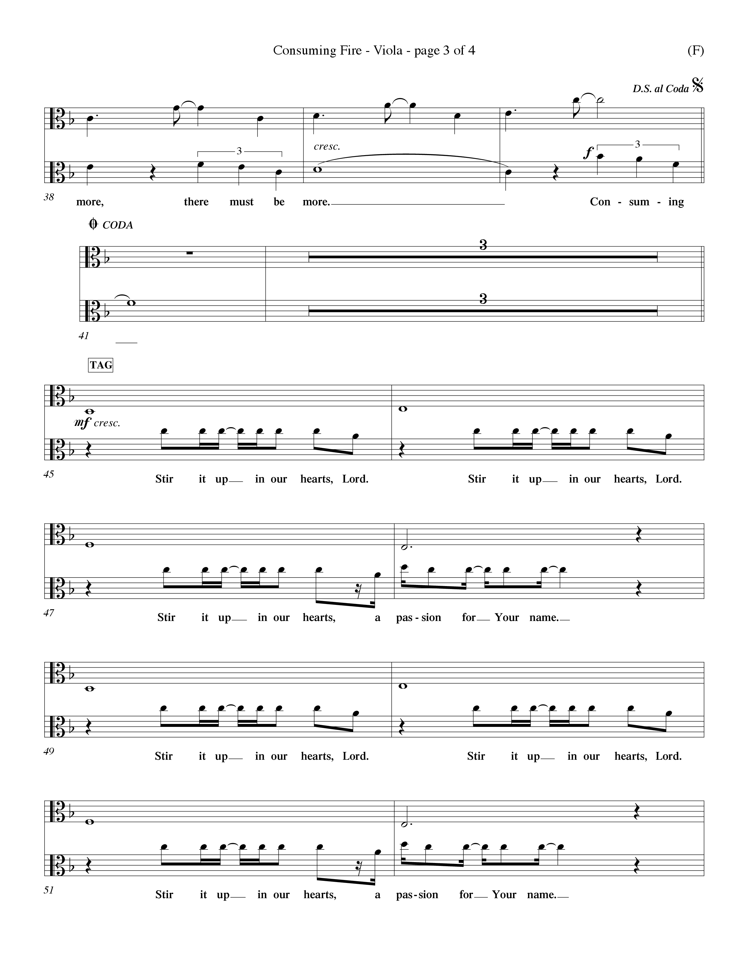 Consuming Fire (Choral Anthem SATB) Viola (Word Music Choral / Orch. Dave Williamson)