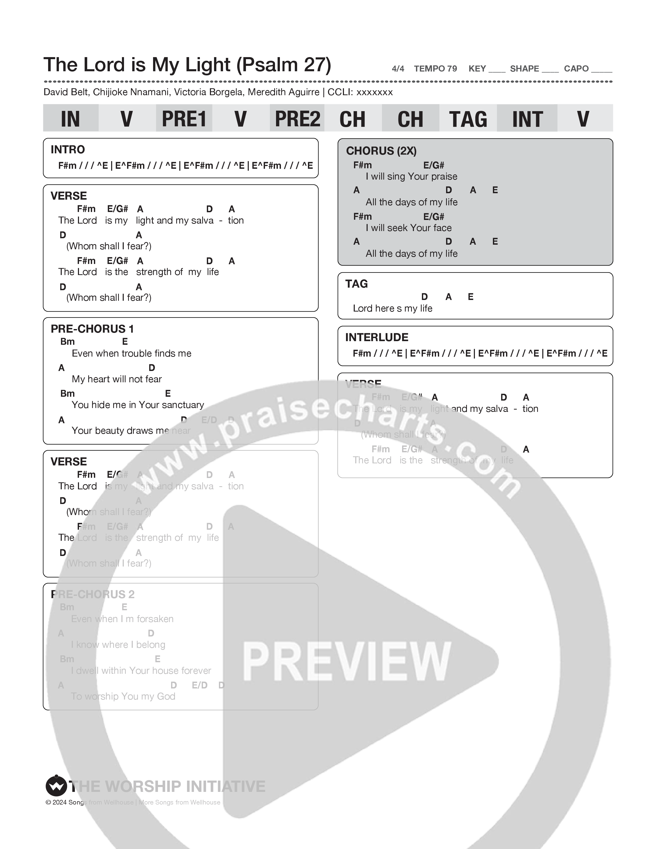 The Lord Is My Light (Psalm 27) Chord Chart (The Worship Initiative)