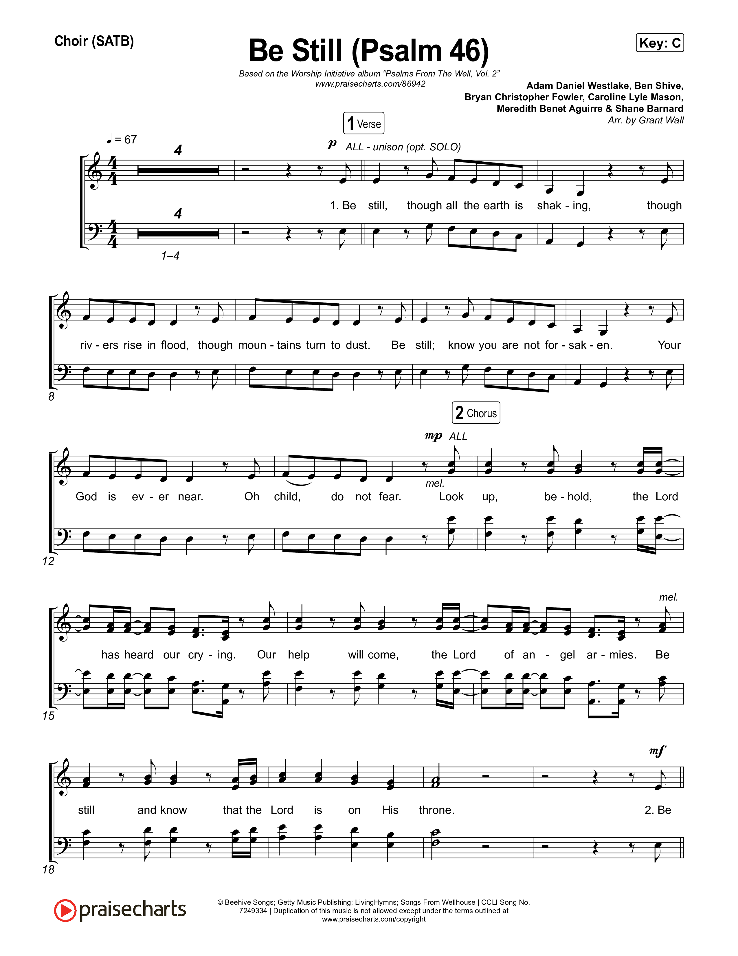 Be Still (Psalm 46) Choir Sheet (SATB) (The Worship Initiative)