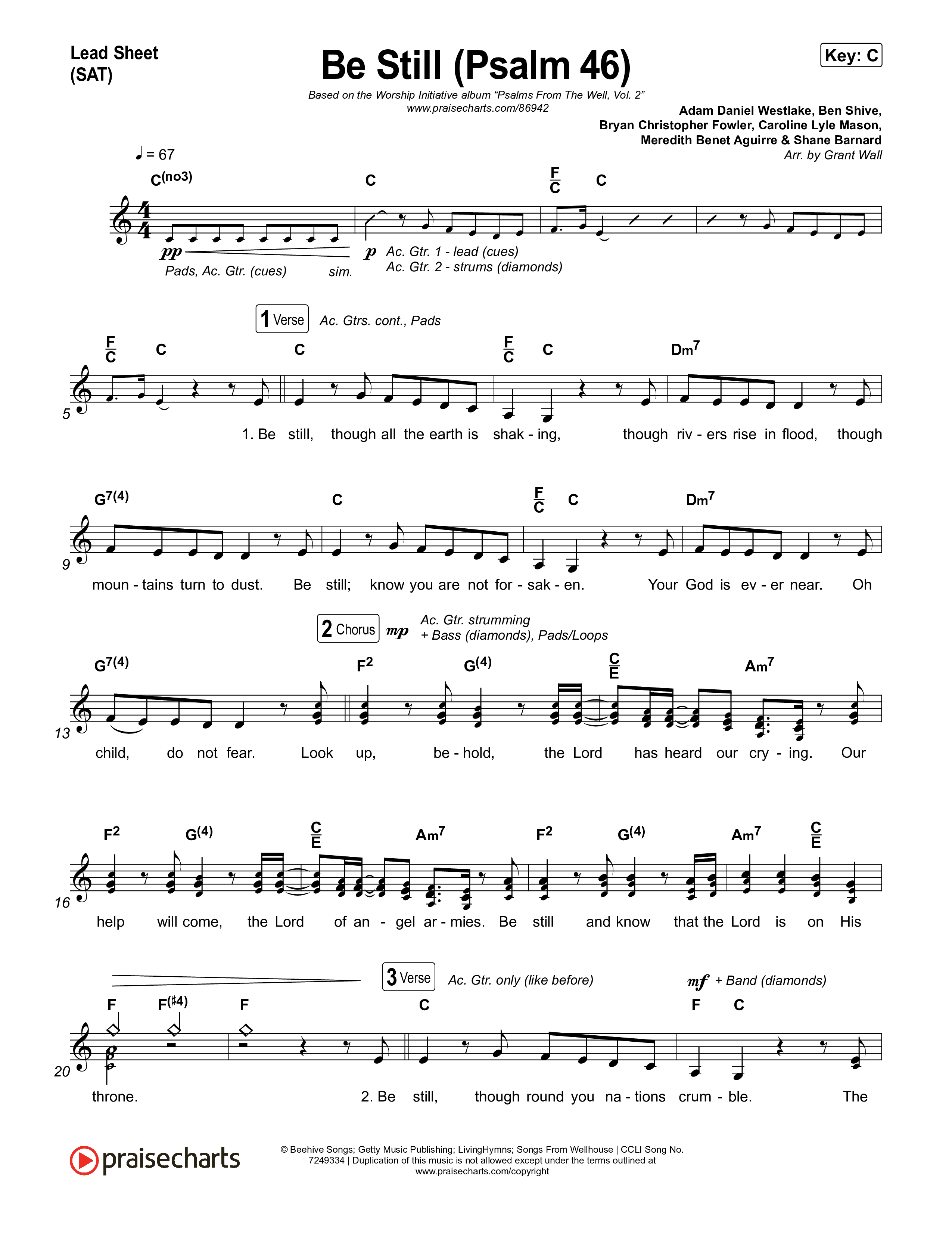 Be Still (Psalm 46) Lead Sheet (SAT) (The Worship Initiative)