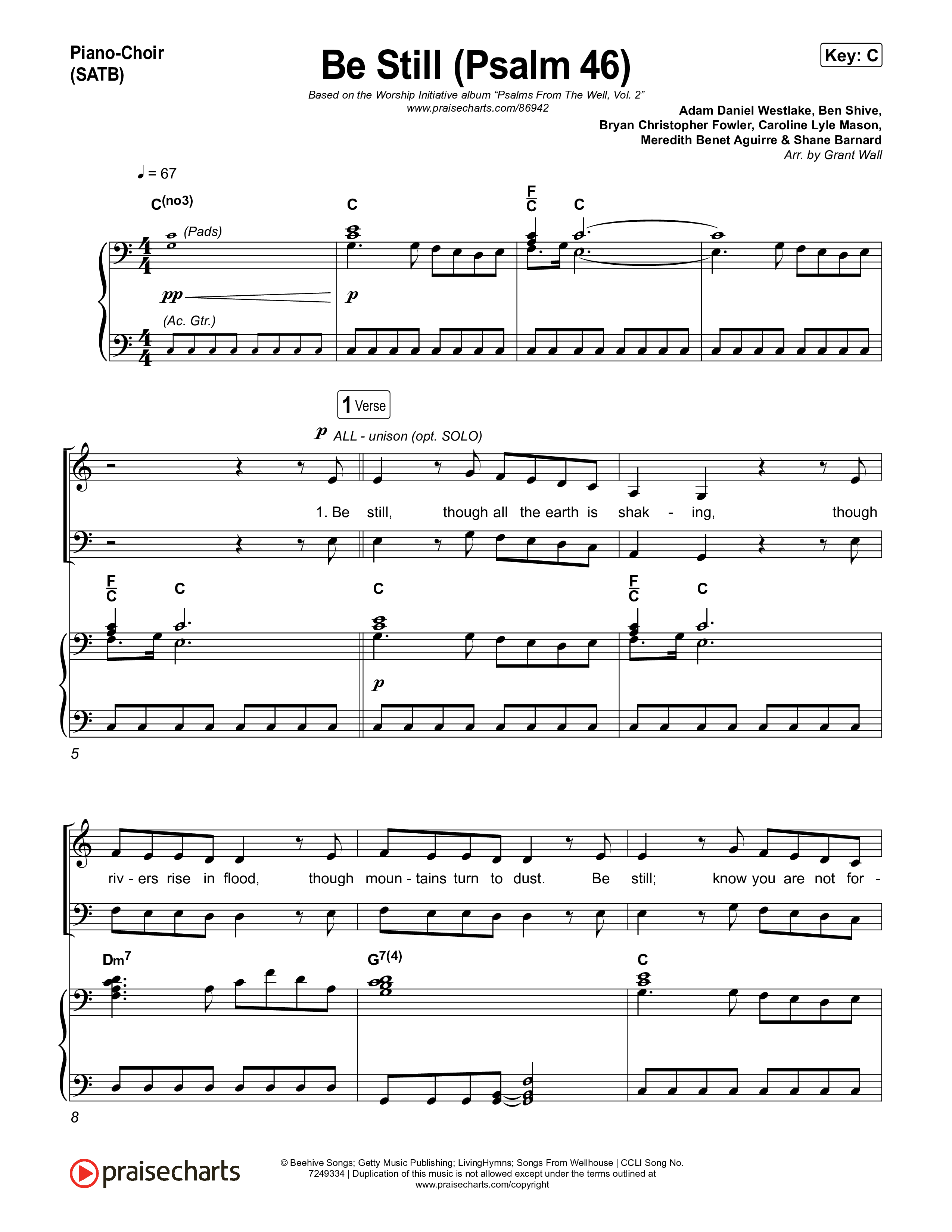 Be Still (Psalm 46) Piano/Vocal Pack (The Worship Initiative)