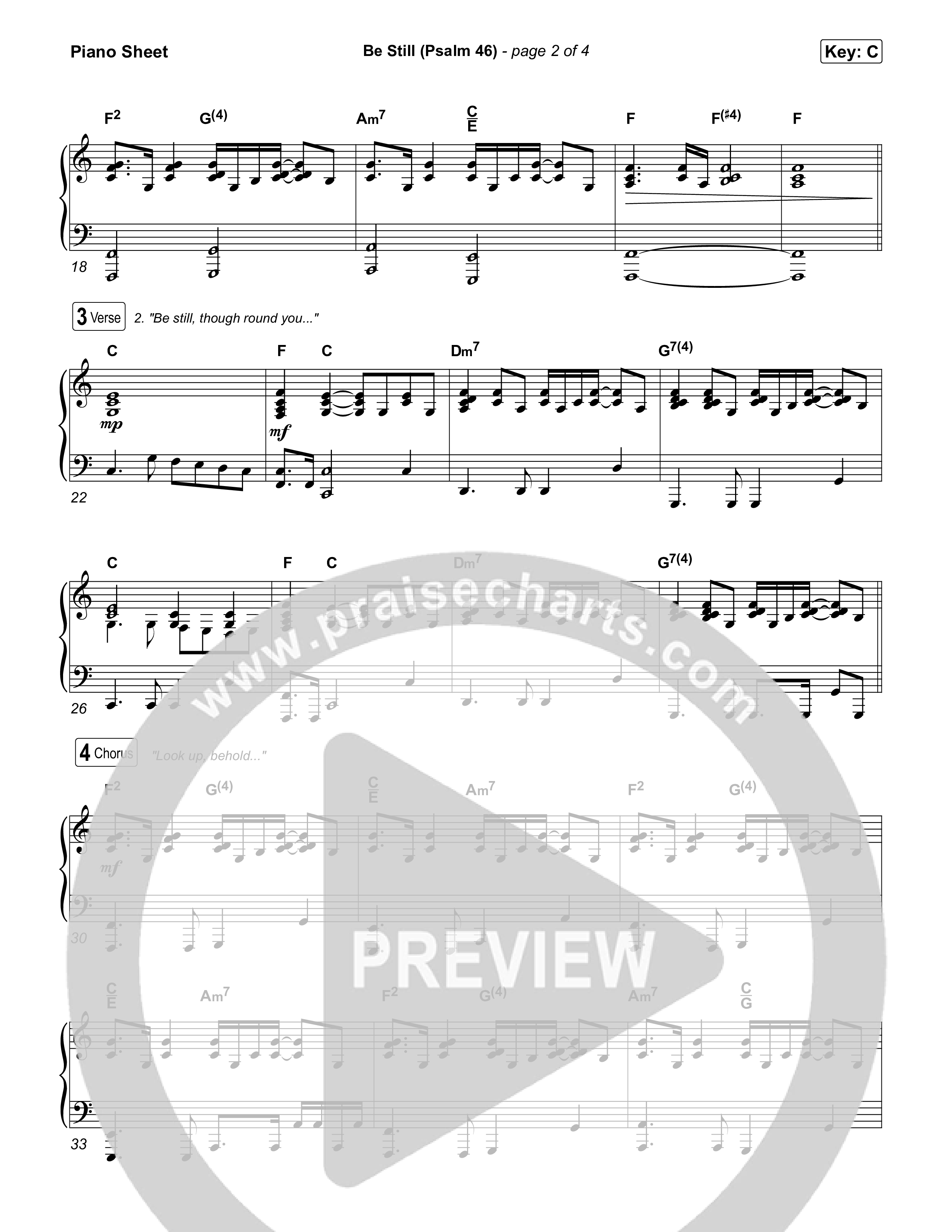 Be Still (Psalm 46) Piano Sheet (The Worship Initiative)