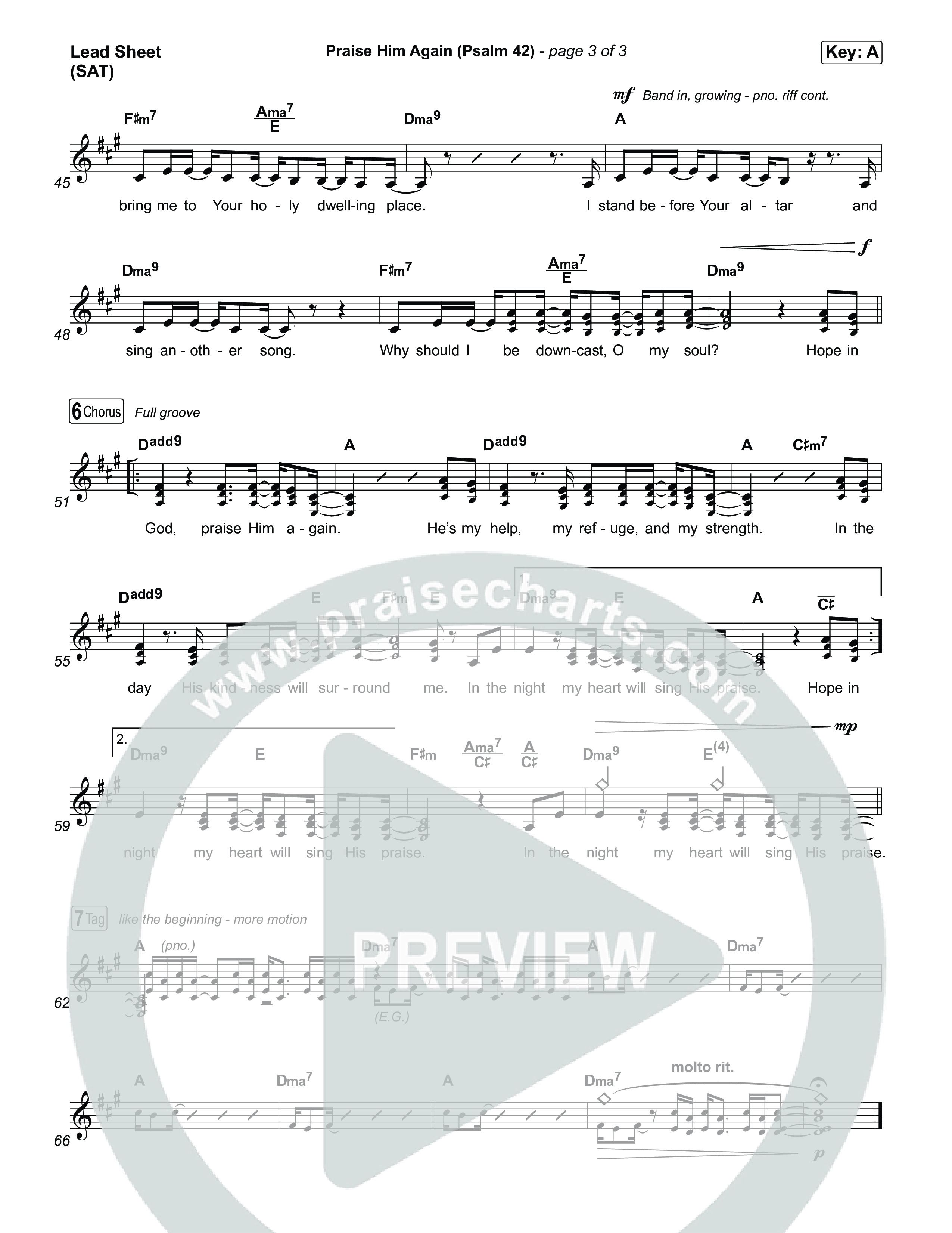 Praise Him Again (Psalm 42) Lead Sheet (SAT) (The Worship Initiative)