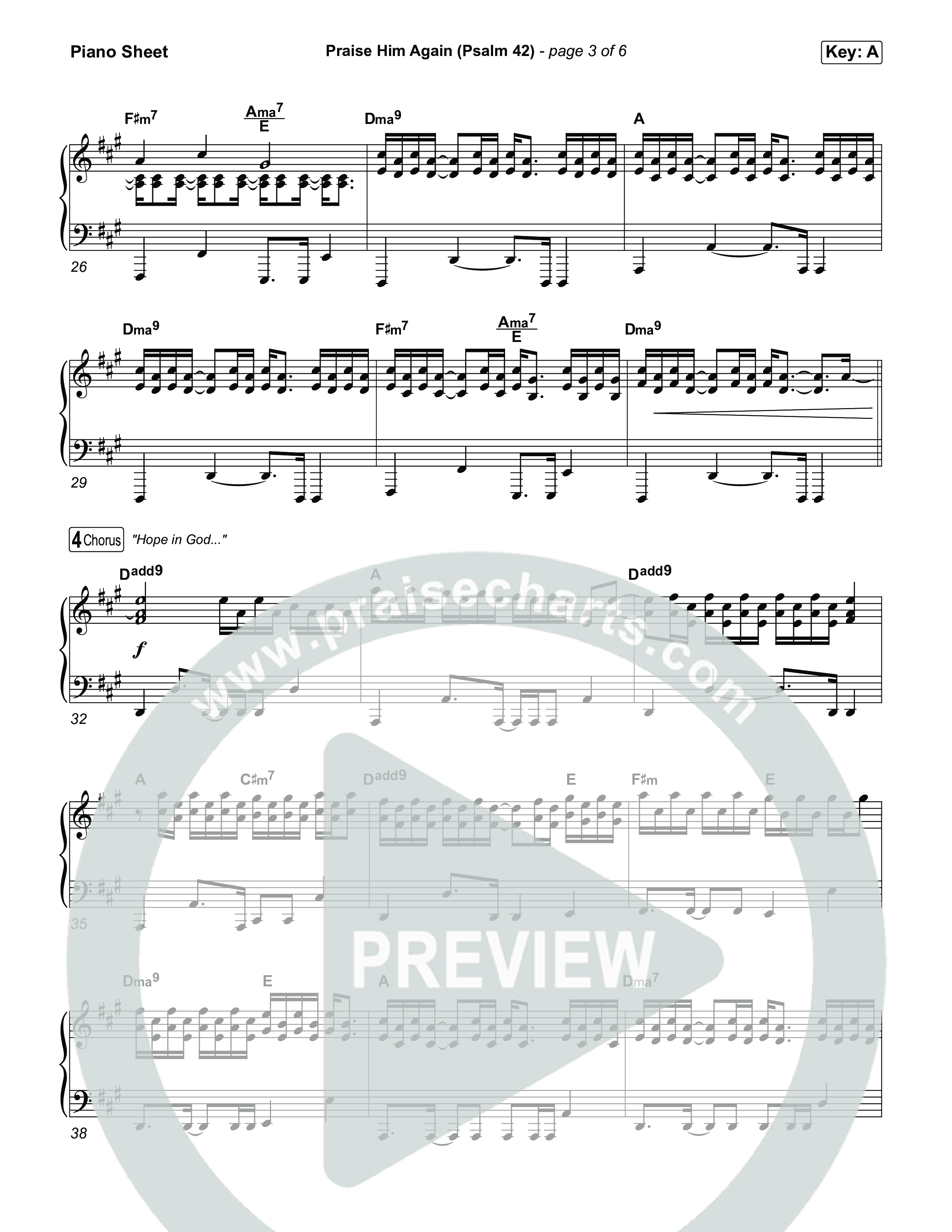 Praise Him Again (Psalm 42) Piano Sheet (The Worship Initiative)