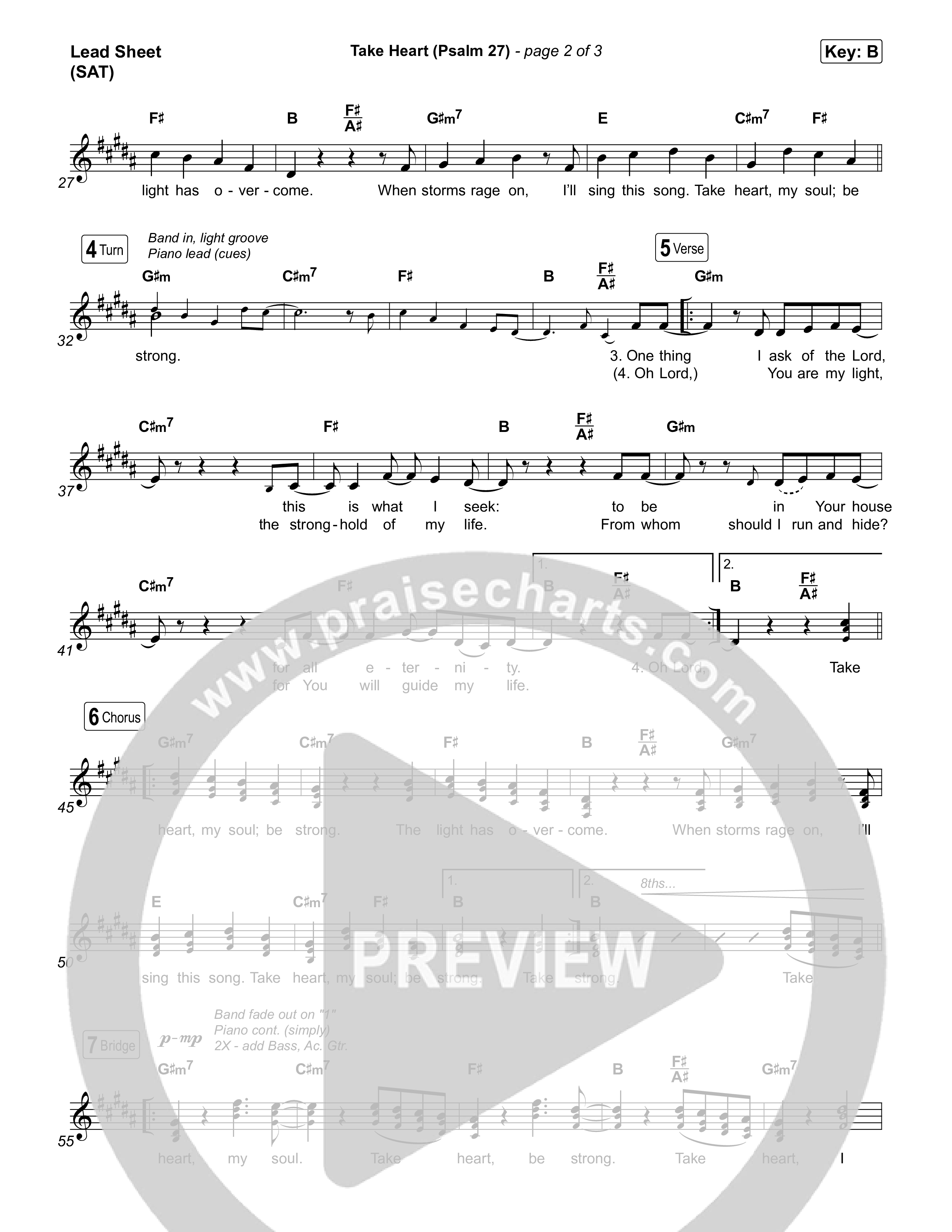 Take Heart (Psalm 27) Lead Sheet (SAT) (The Worship Initiative)