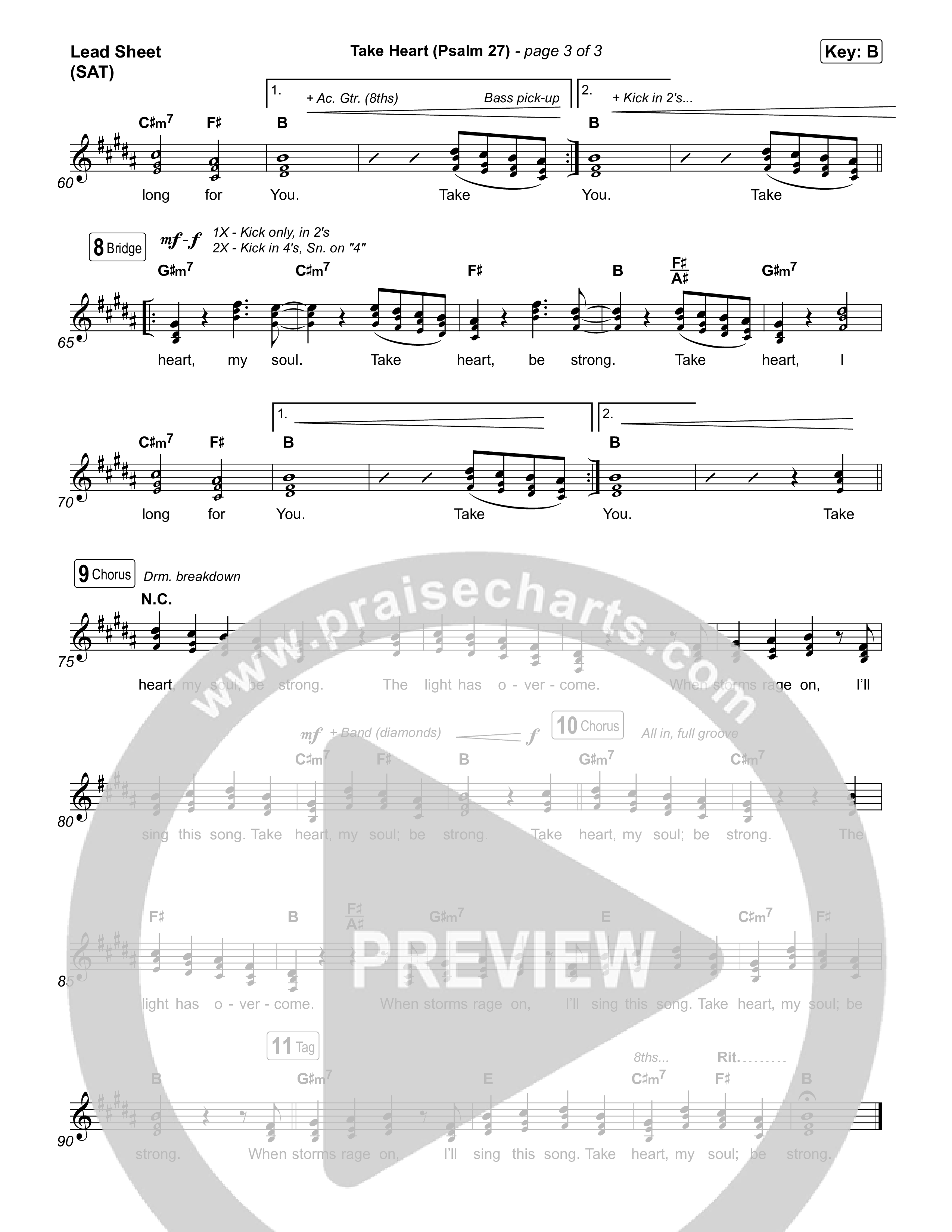 Take Heart (Psalm 27) Lead Sheet (SAT) (The Worship Initiative)