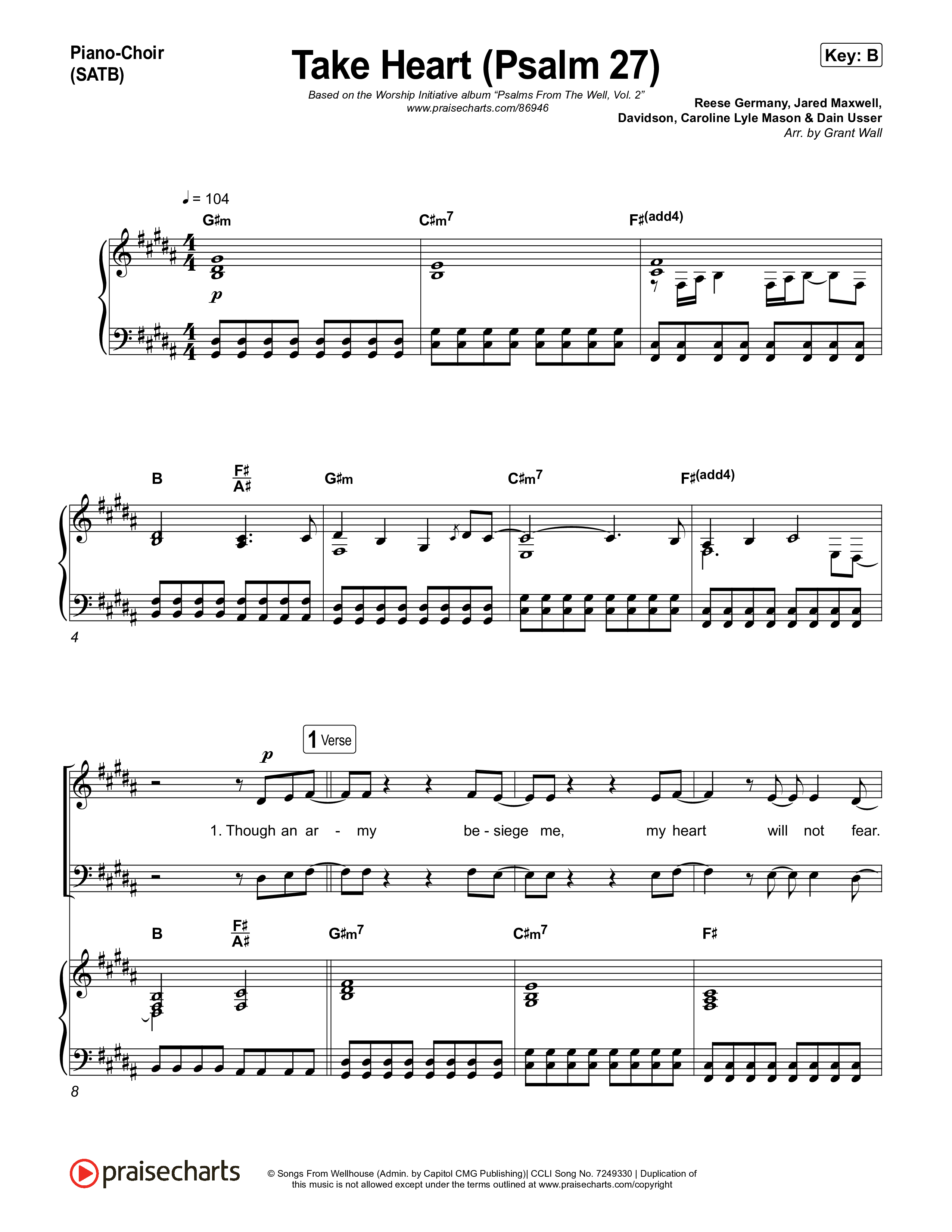 Take Heart (Psalm 27) Piano/Vocal Pack (The Worship Initiative)