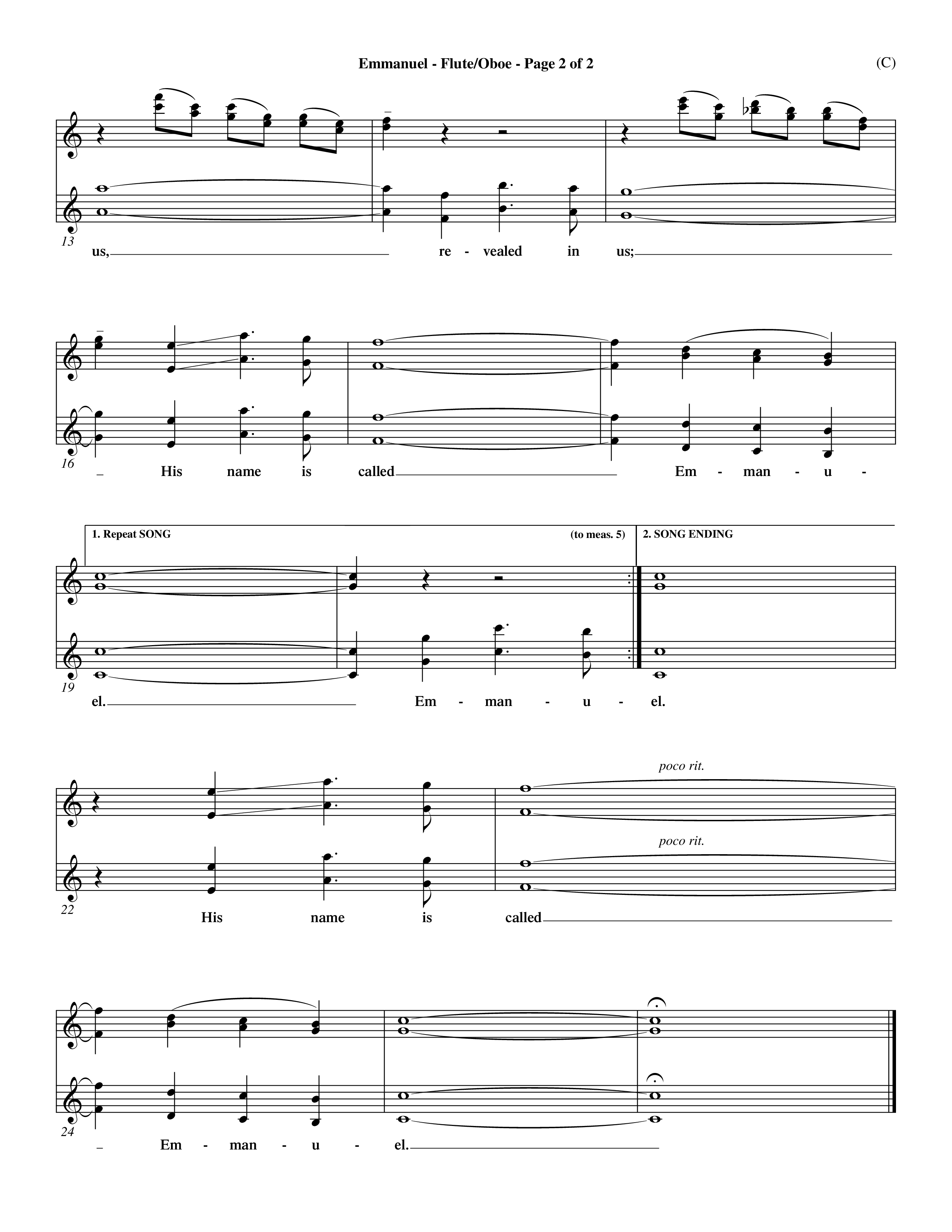 Emmanuel (Choral Anthem SATB) Flute/Oboe (Word Music Choral / Orch. John Gage / Orch. Andrew High)