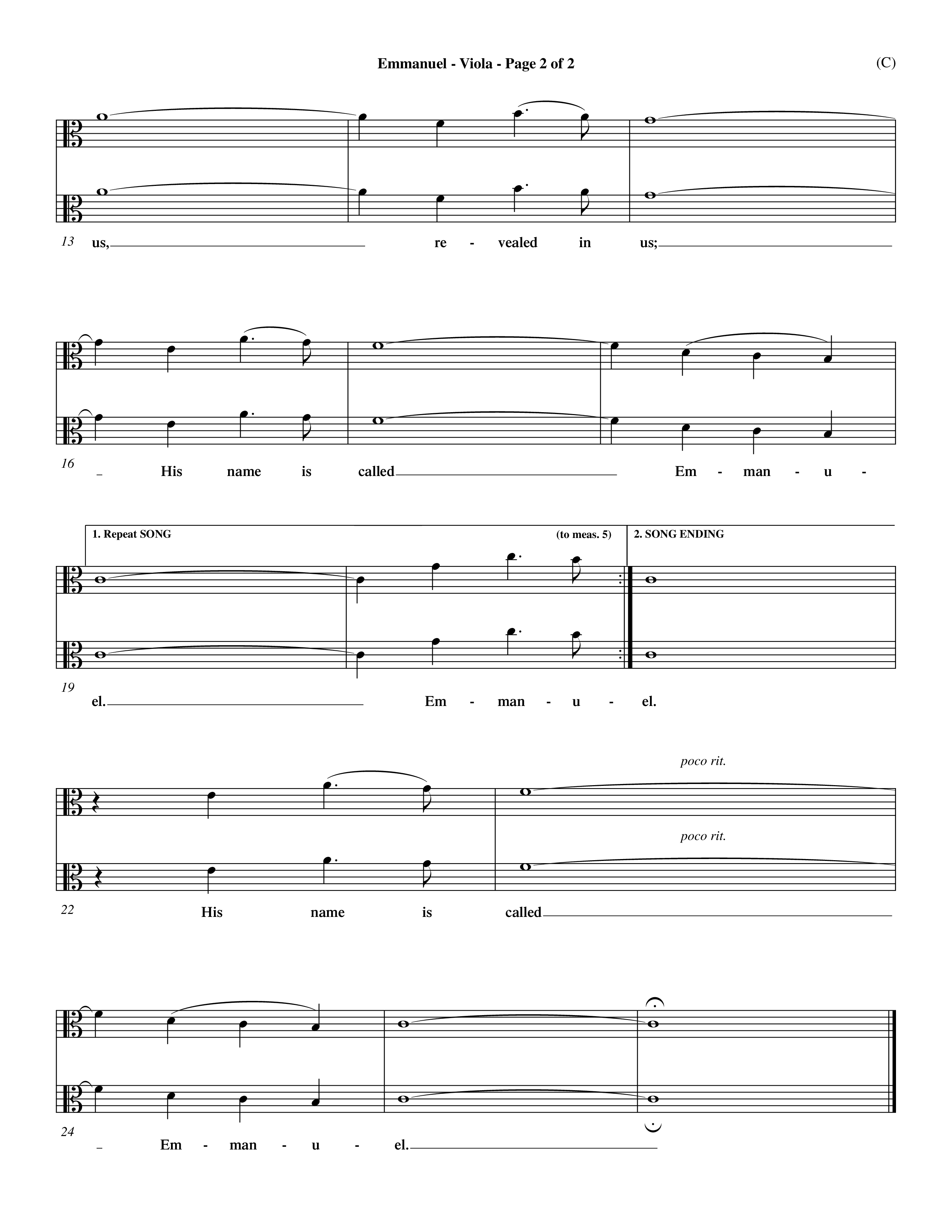 Emmanuel (Choral Anthem SATB) Viola (Word Music Choral / Orch. John Gage / Orch. Andrew High)