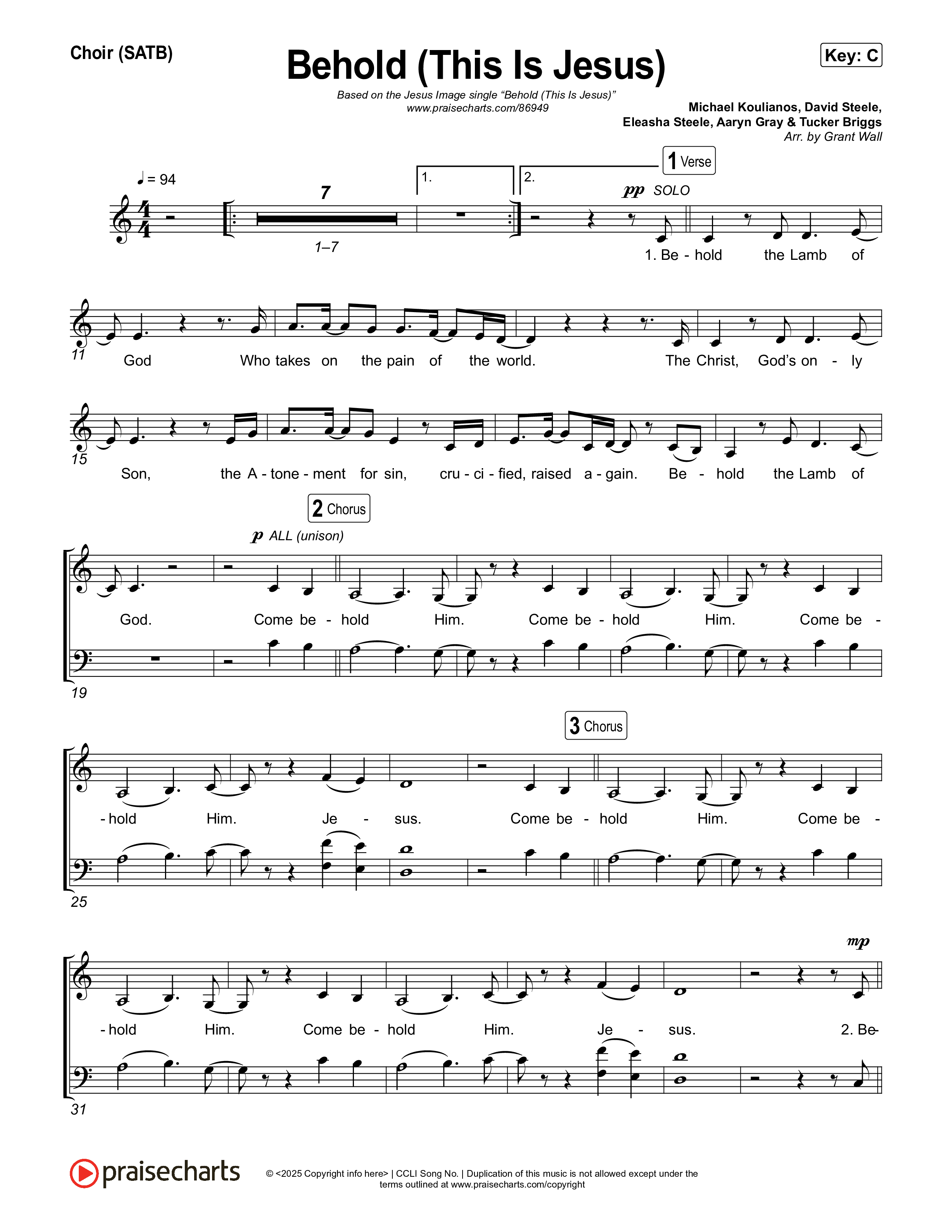 Behold (This Is Jesus) Choir Sheet (SATB) (Jesus Image)