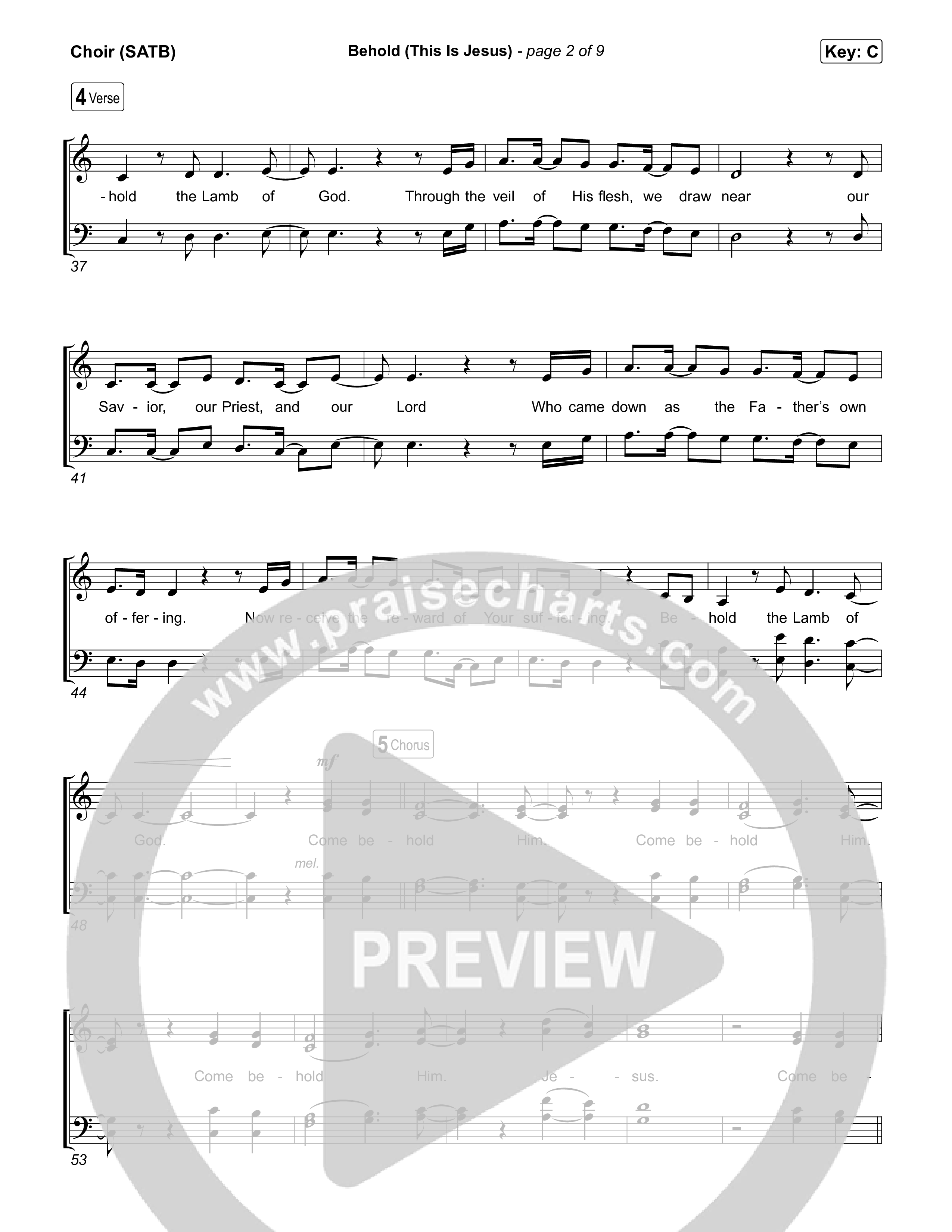 Behold (This Is Jesus) Choir Sheet (SATB) (Jesus Image)