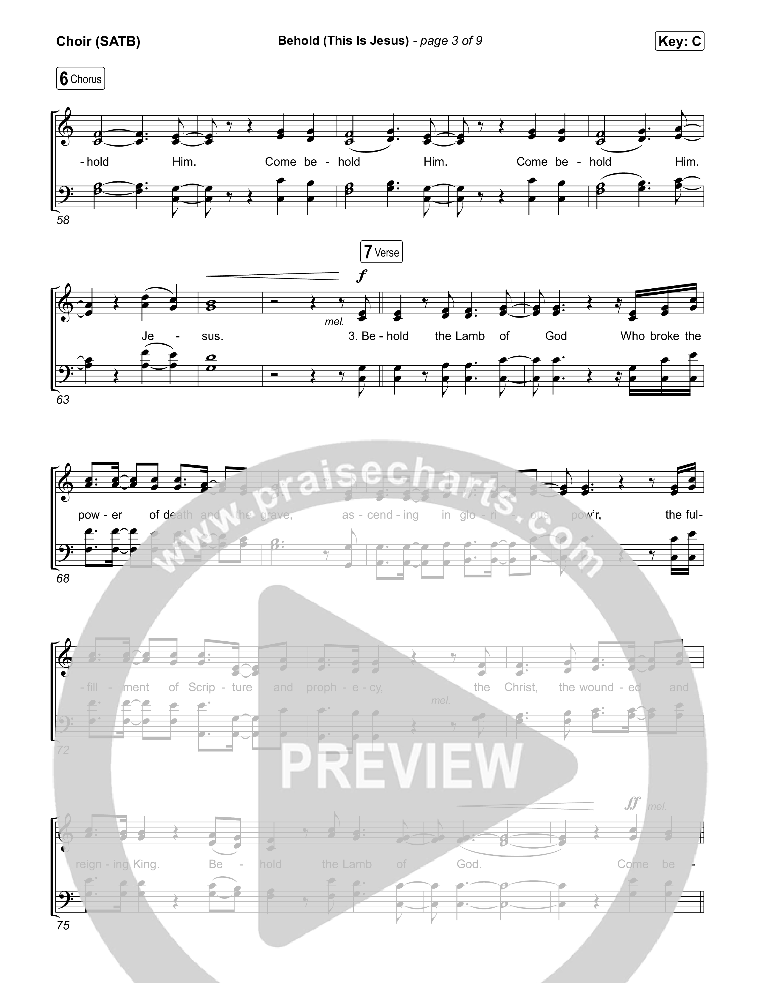 Behold (This Is Jesus) Choir Sheet (SATB) (Jesus Image)