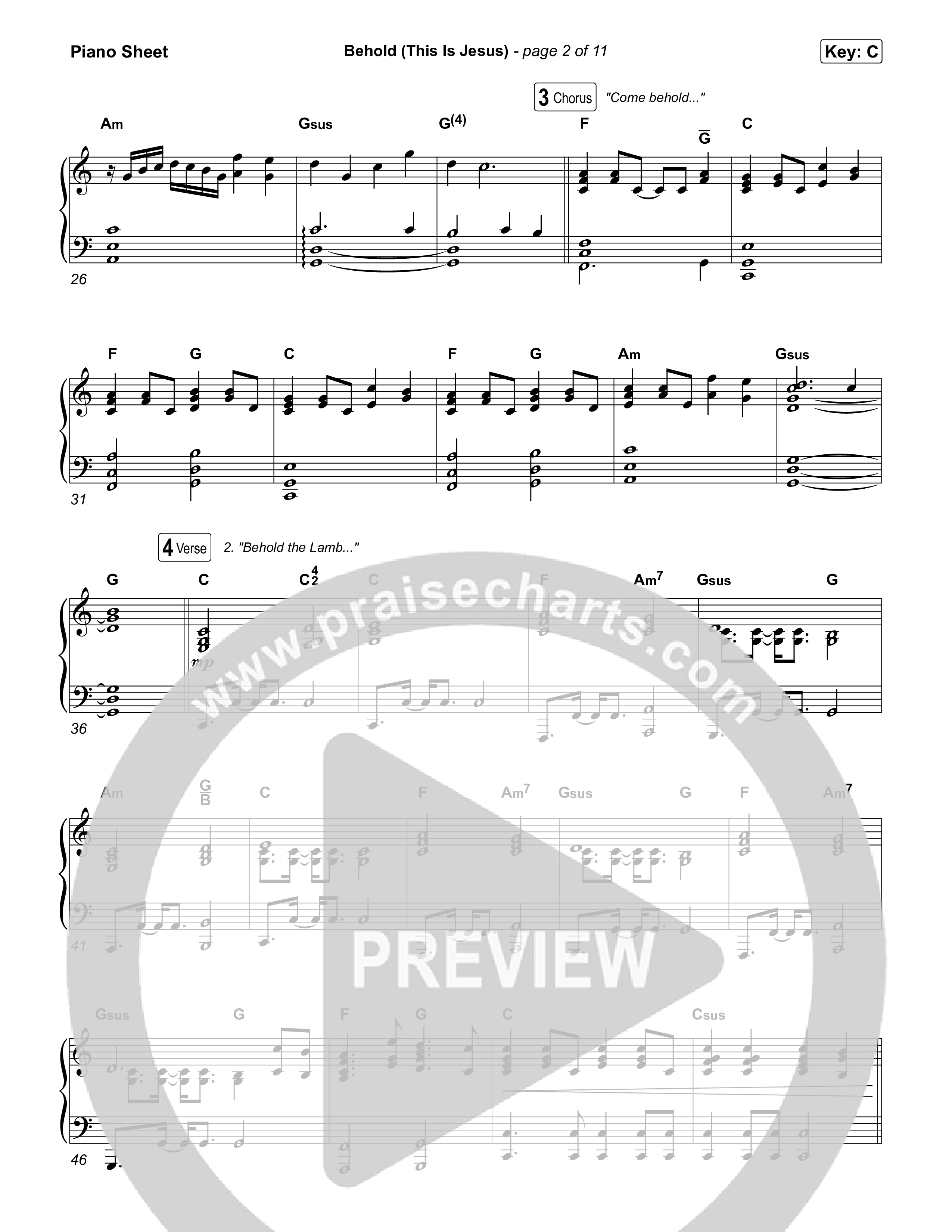 Behold (This Is Jesus) Piano Sheet (Jesus Image)