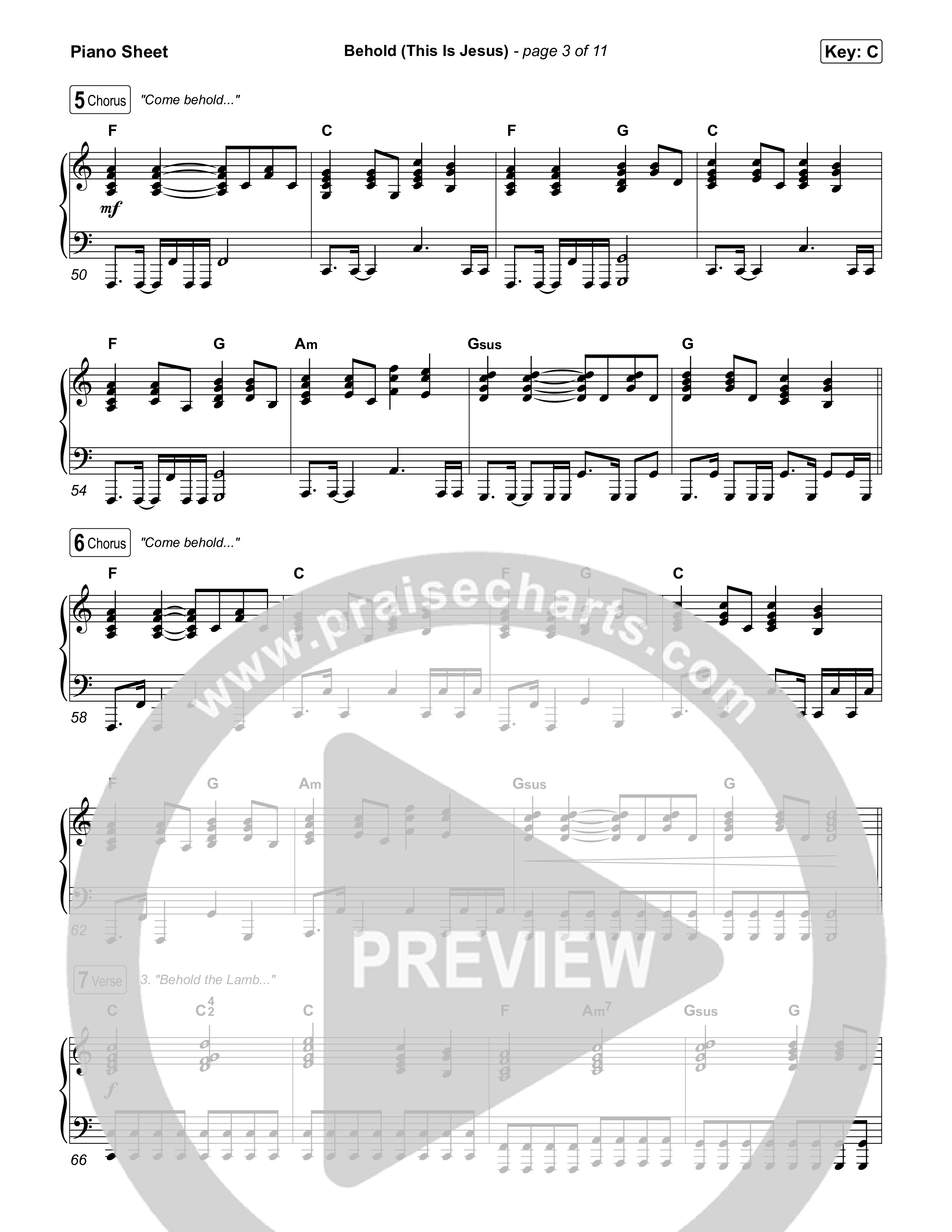 Behold (This Is Jesus) Piano Sheet (Jesus Image)