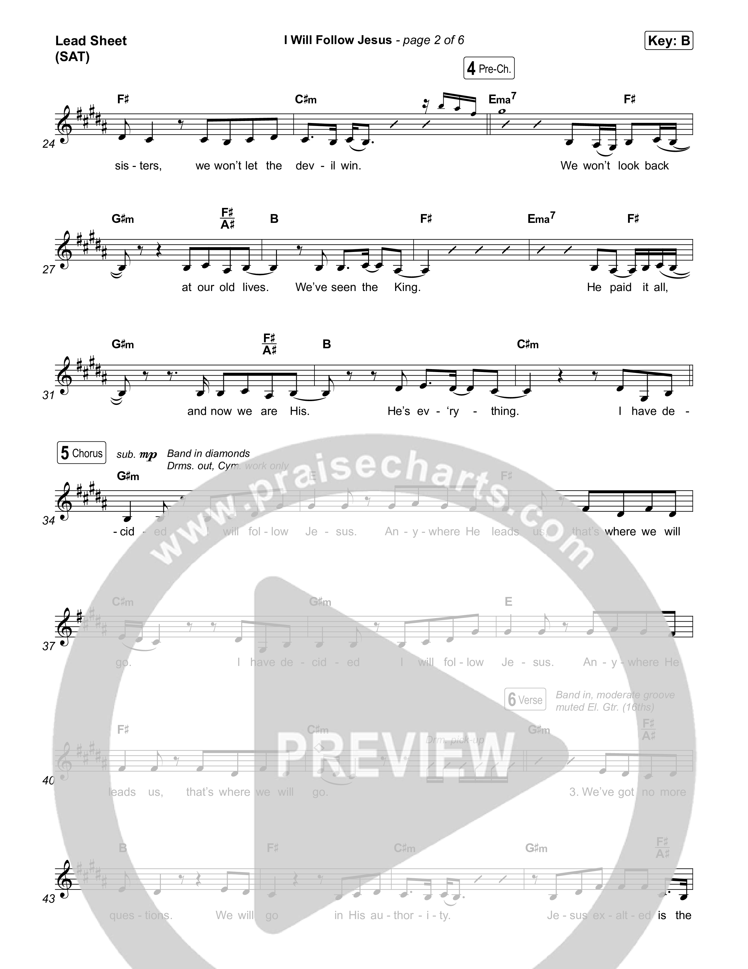 I Will Follow Jesus Lead Sheet (SAT) (Circuit Rider Music)