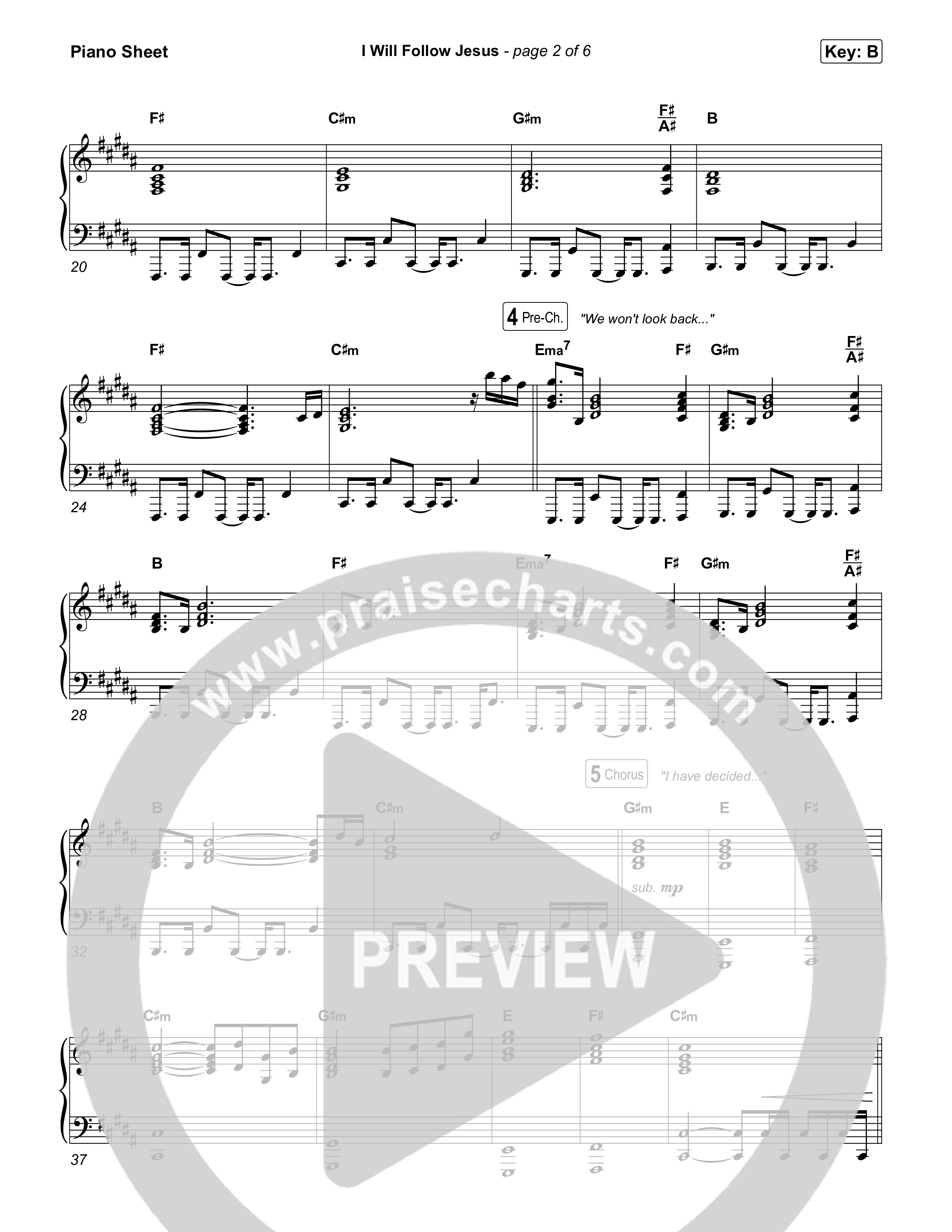 I Will Follow Jesus Piano Sheet (Circuit Rider Music)