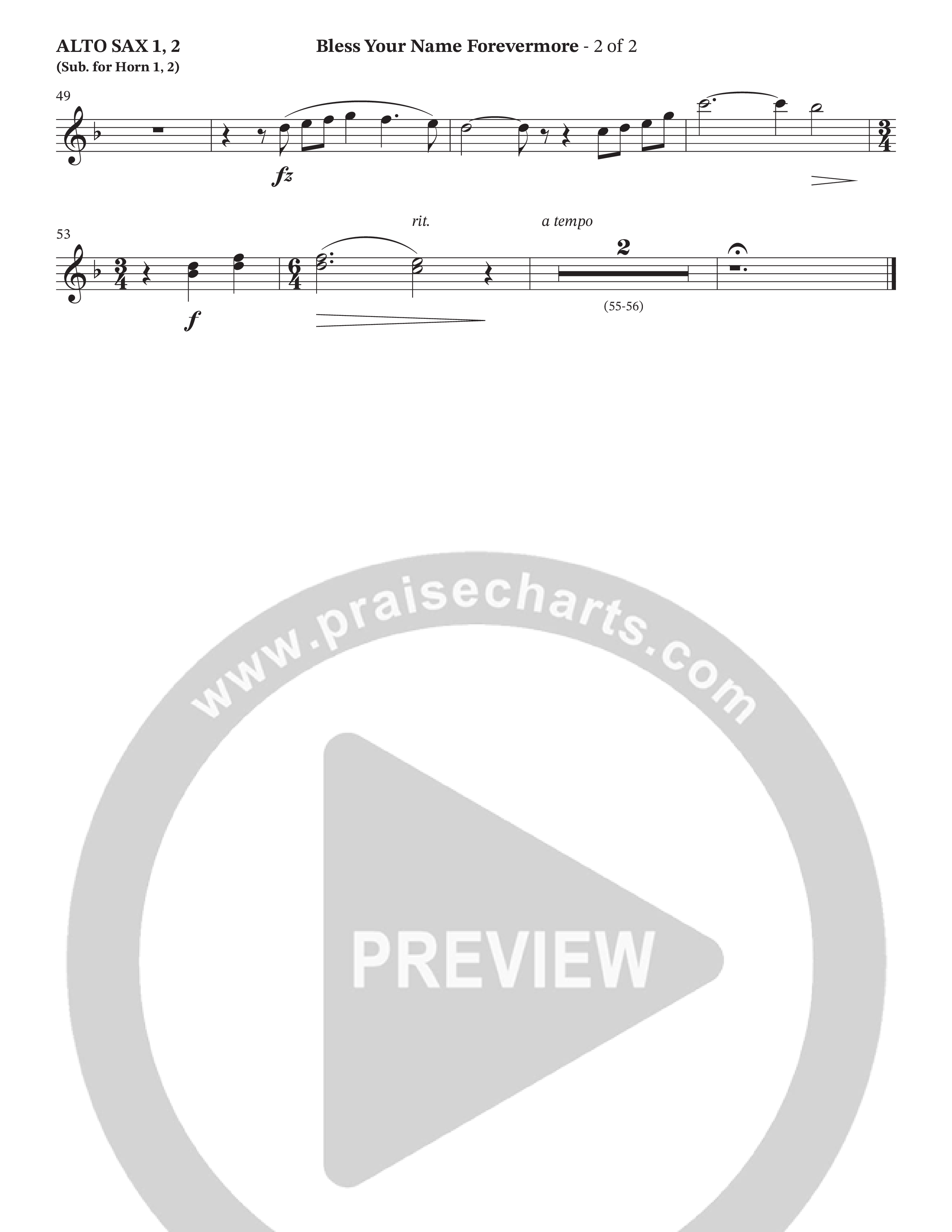 Bless Your Name Forevermore (Choral Anthem SATB) Alto Sax (The Brooklyn Tabernacle Choir / Arr. Michael Webb / Orch. Lari Goss)