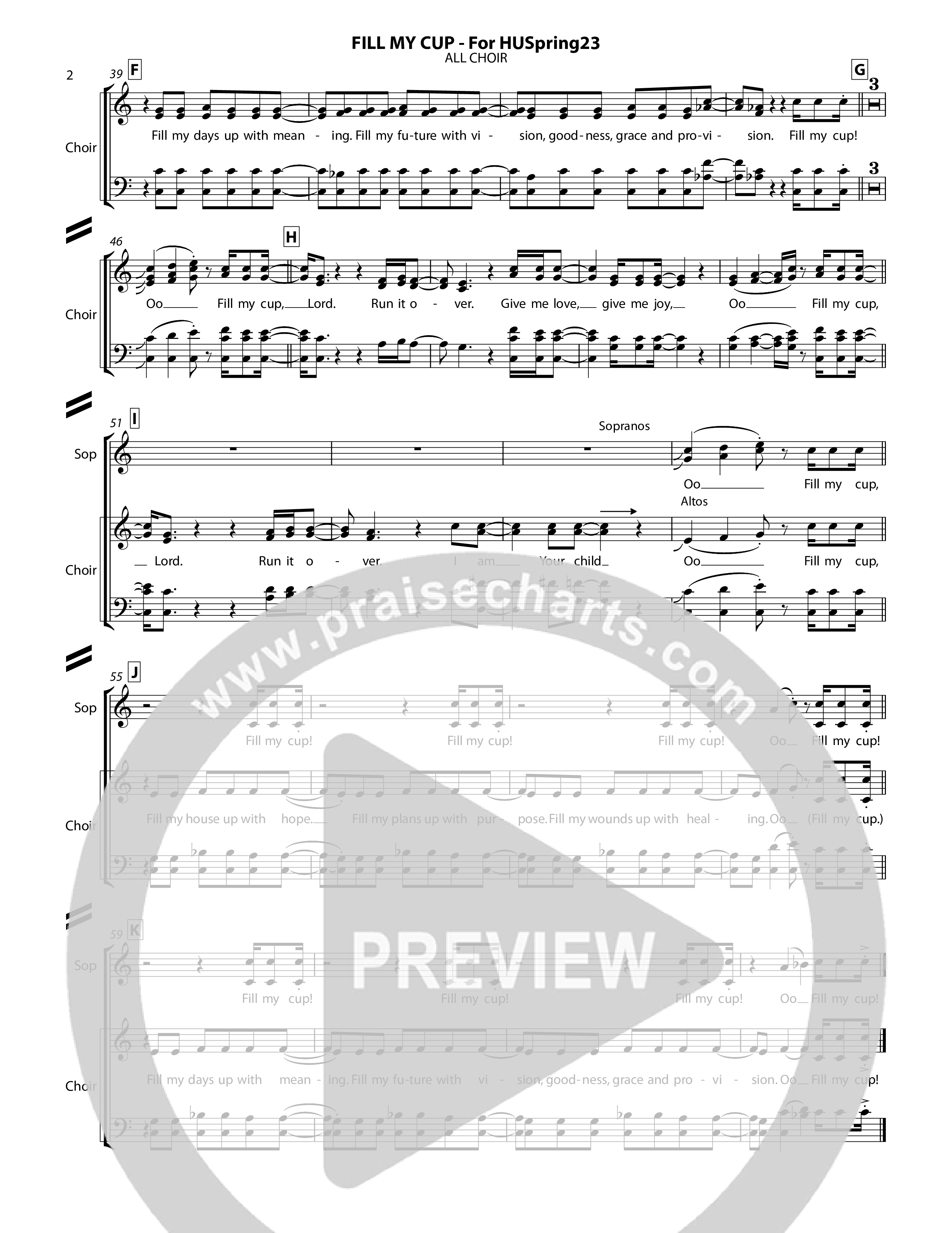 Fill My Cup Choir Sheet (Chris Hansen)