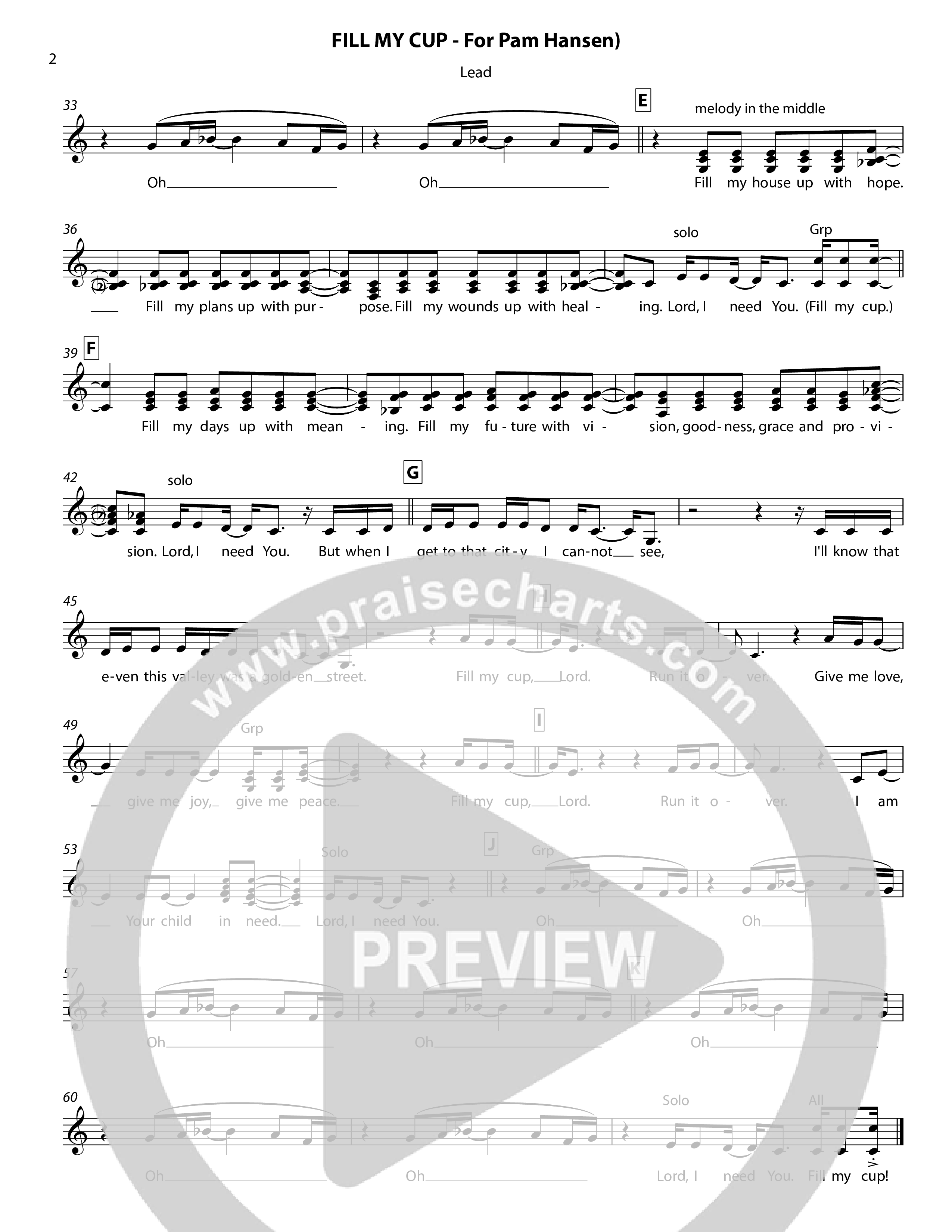 Fill My Cup Lead Sheet (SAT) (Chris Hansen)