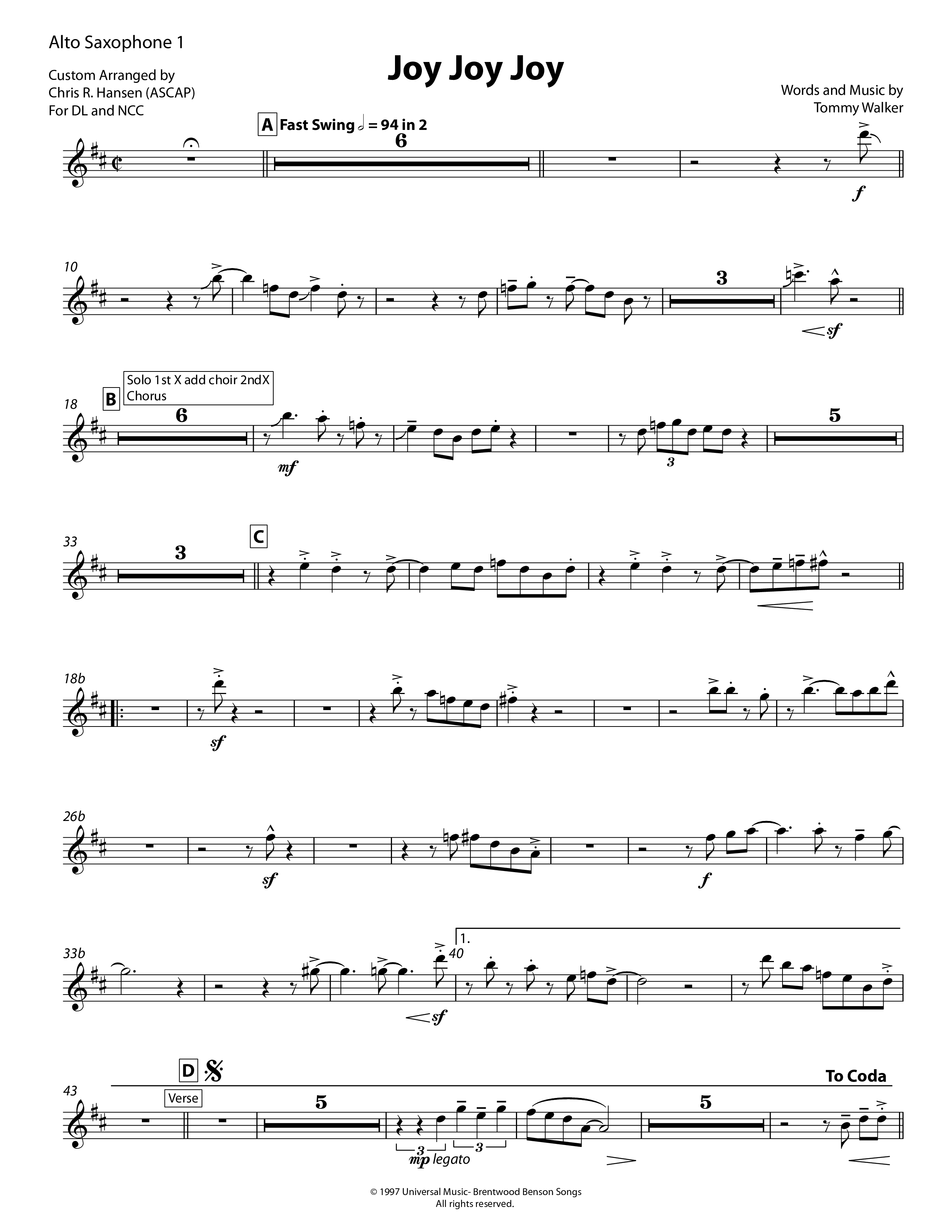 Joy Joy Joy Alto Sax (Chris Hansen)