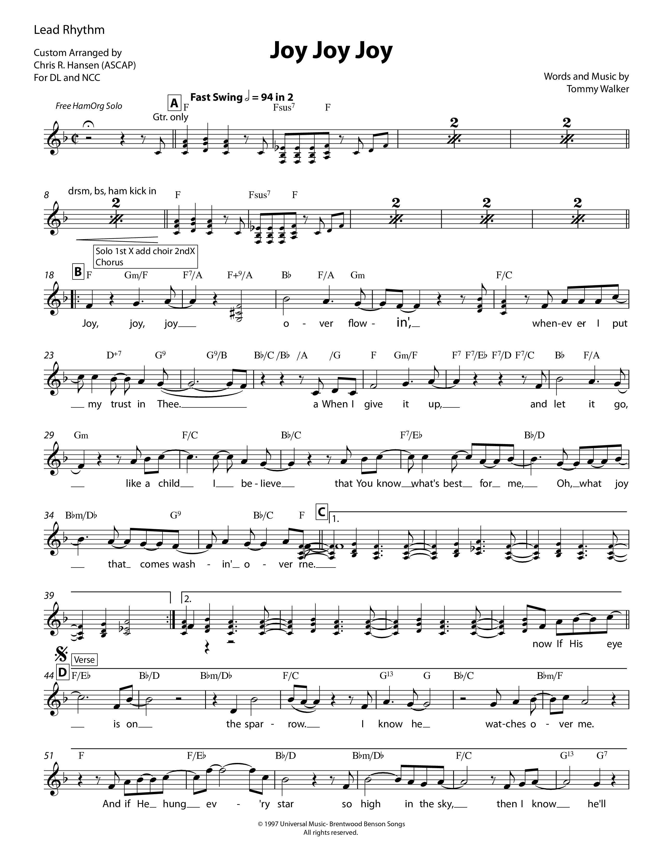 Joy Joy Joy Piano/Vocal Pack (Chris Hansen)