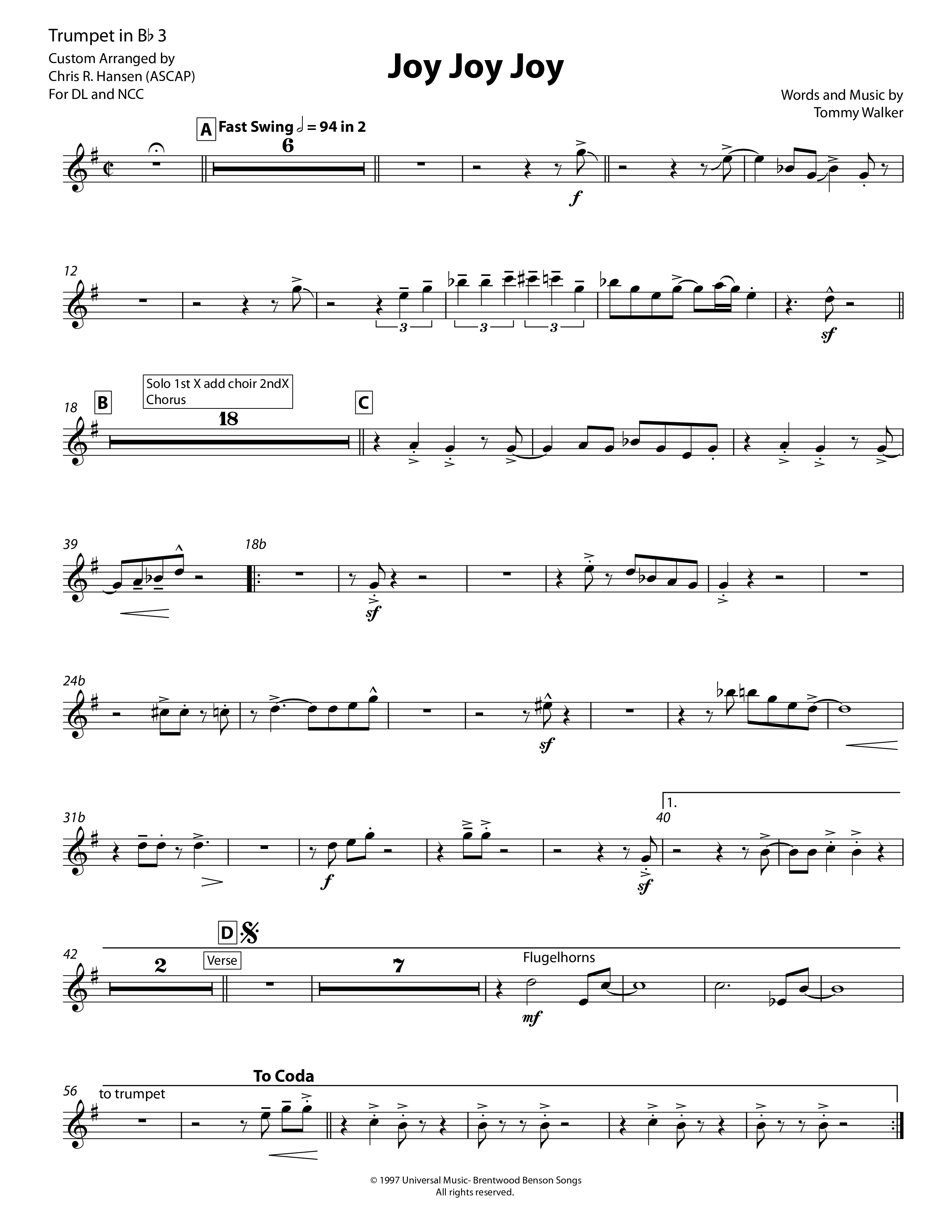 Joy Joy Joy Trumpet 3/4 (Chris Hansen)