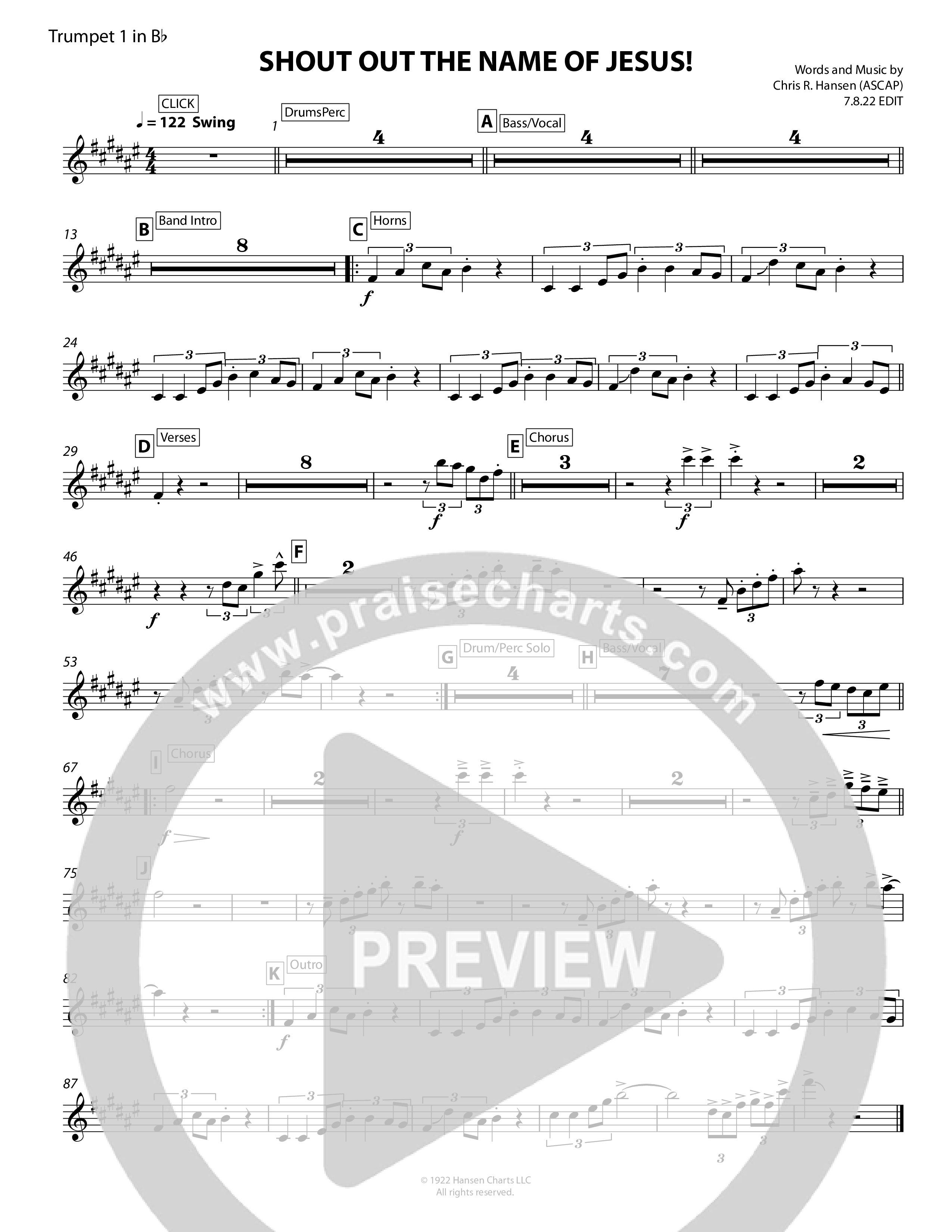 Shout Out The Name Of Jesus Trumpet 1 (Chris Hansen)