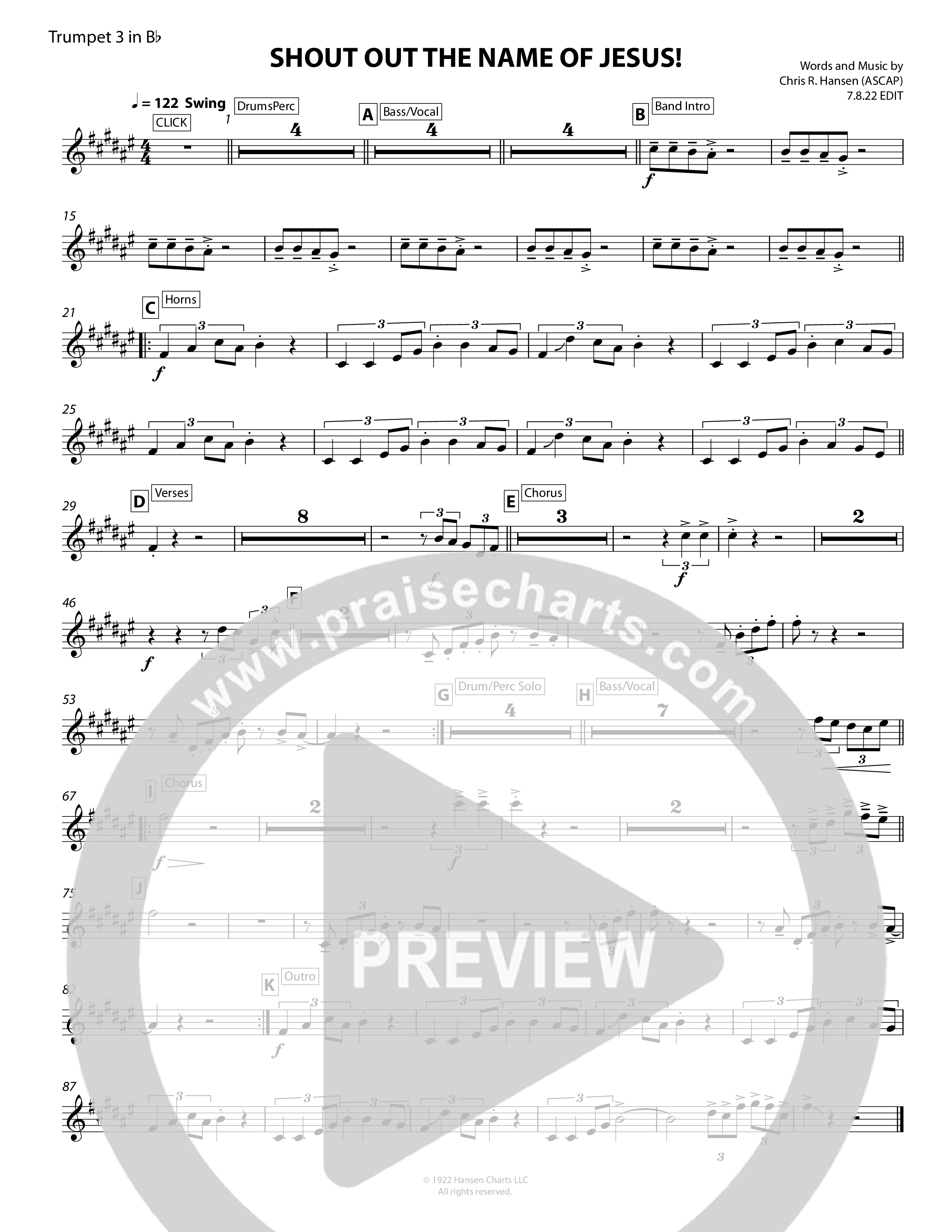 Shout Out The Name Of Jesus Trumpet 3/4 (Chris Hansen)