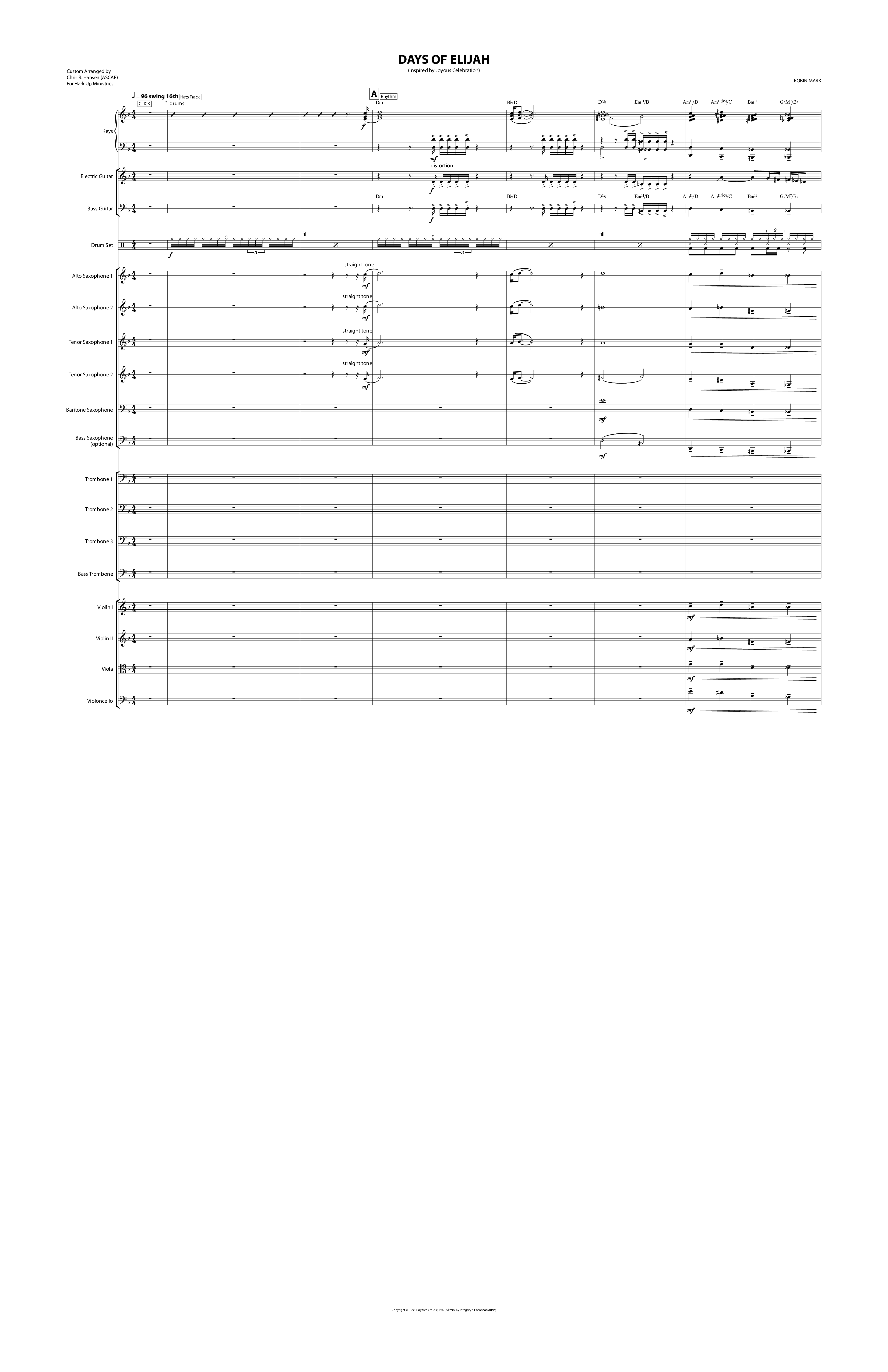Days of Elijah Orchestration (Chris Hansen)