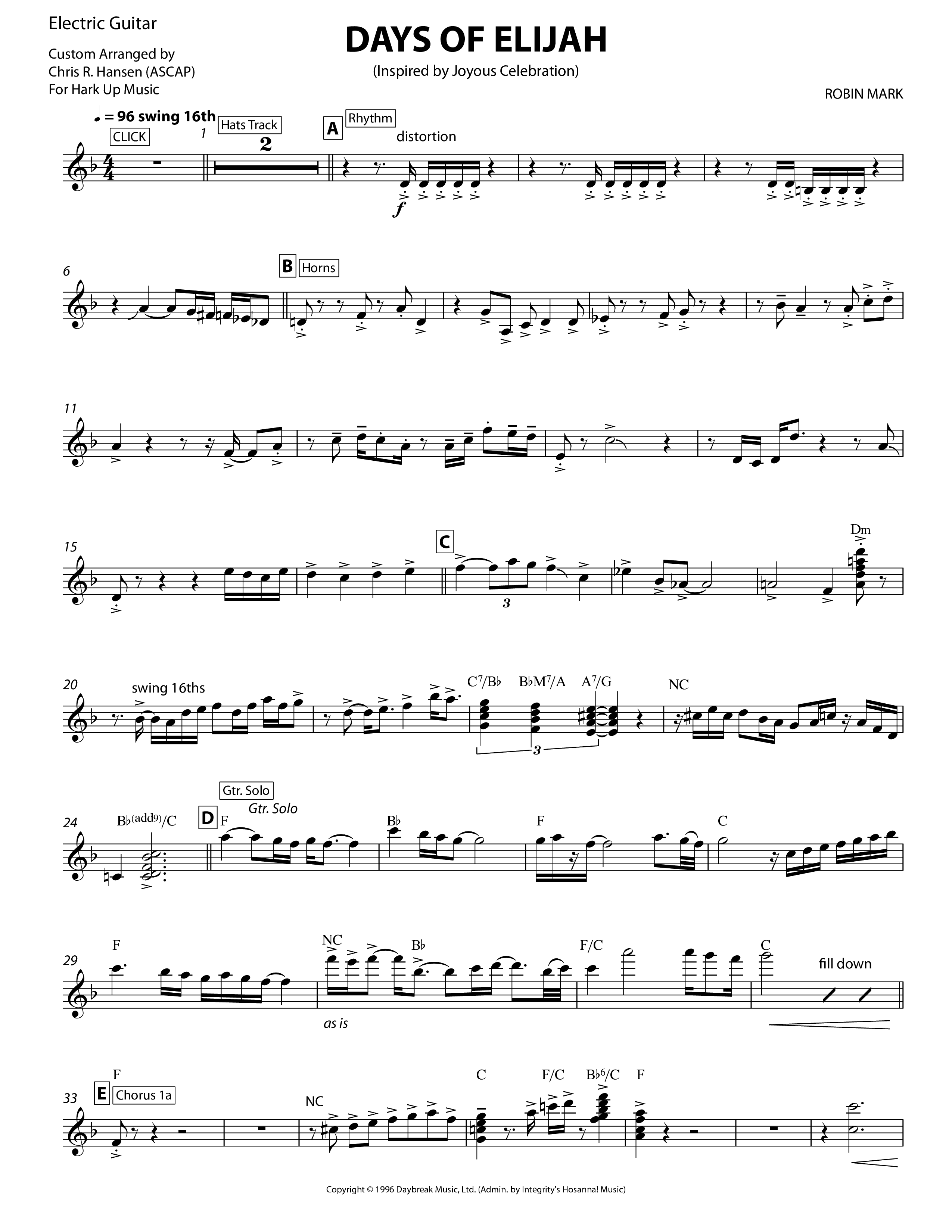 Days of Elijah Electric Guitar (Chris Hansen)