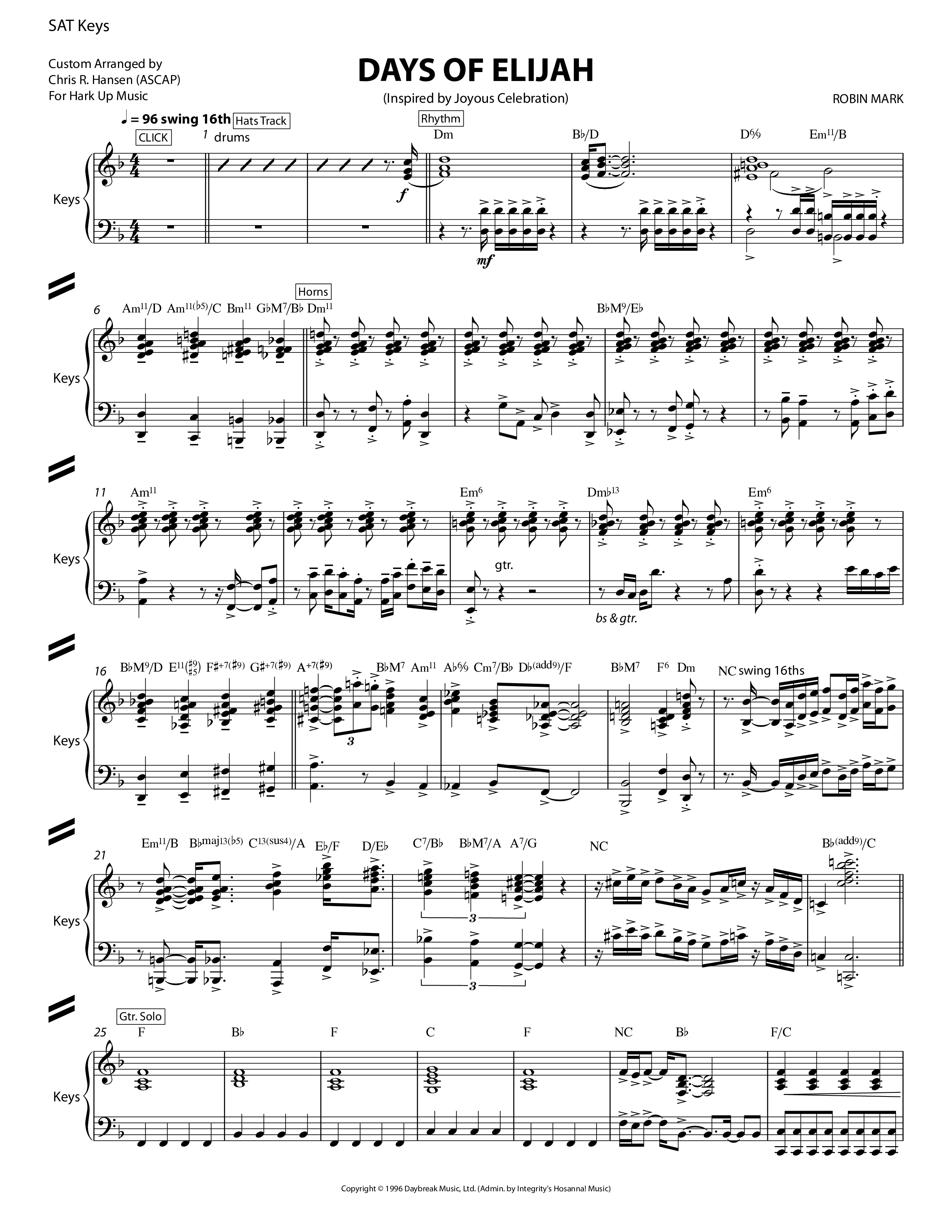 Days of Elijah Lead Sheet (SAT) (Chris Hansen)