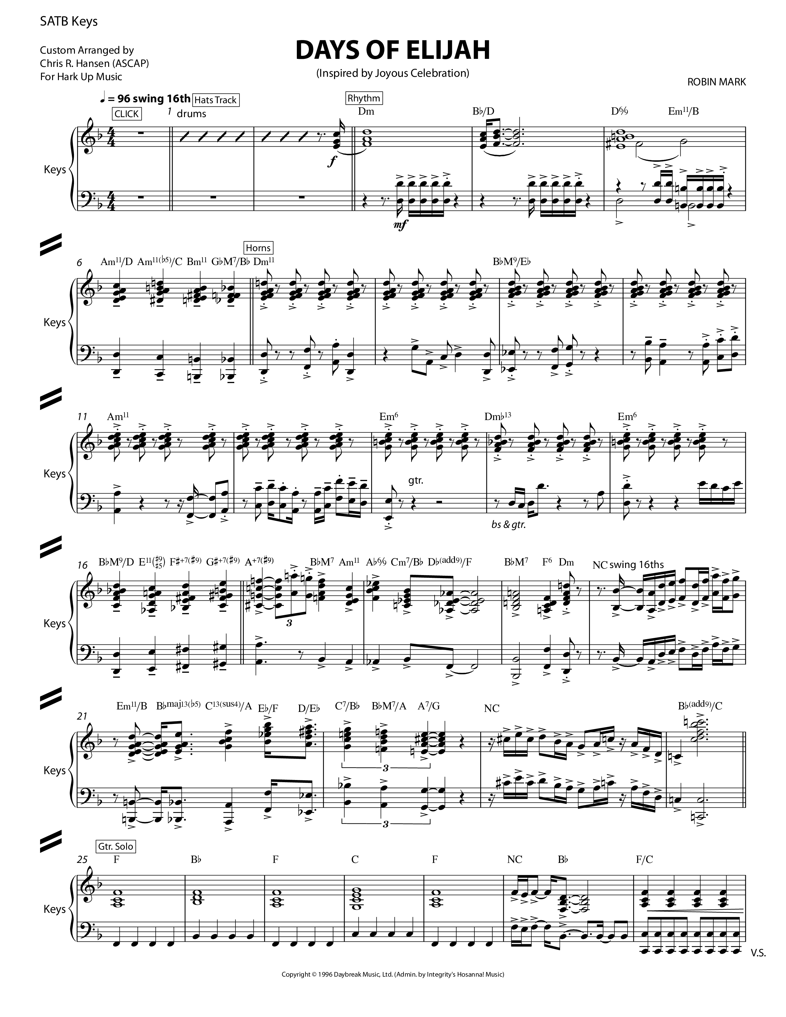 Days of Elijah Piano/Vocal Pack (Chris Hansen)