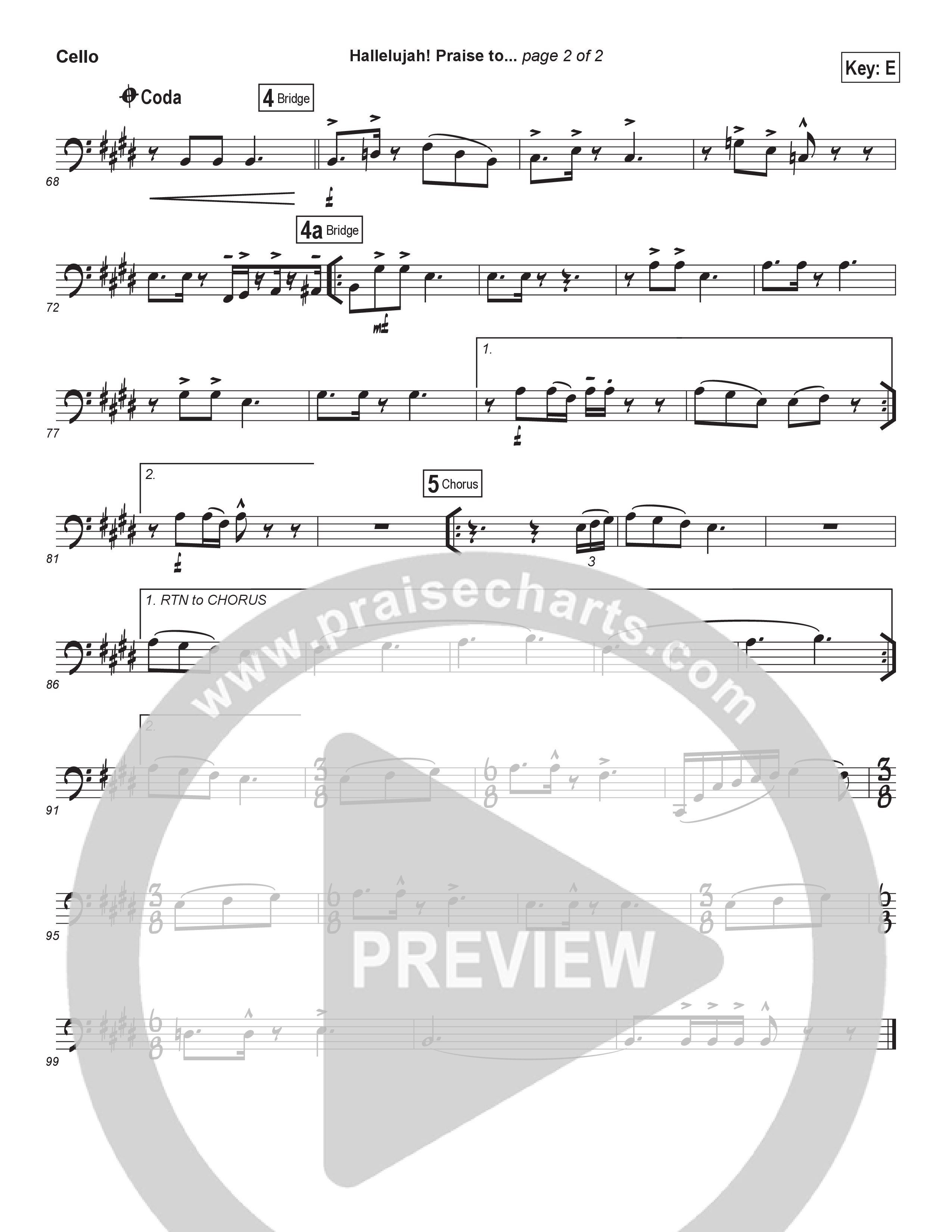 Hallelujah Praise To The Great I Am (Choral Anthem SATB) Cello (Brad Henderson)