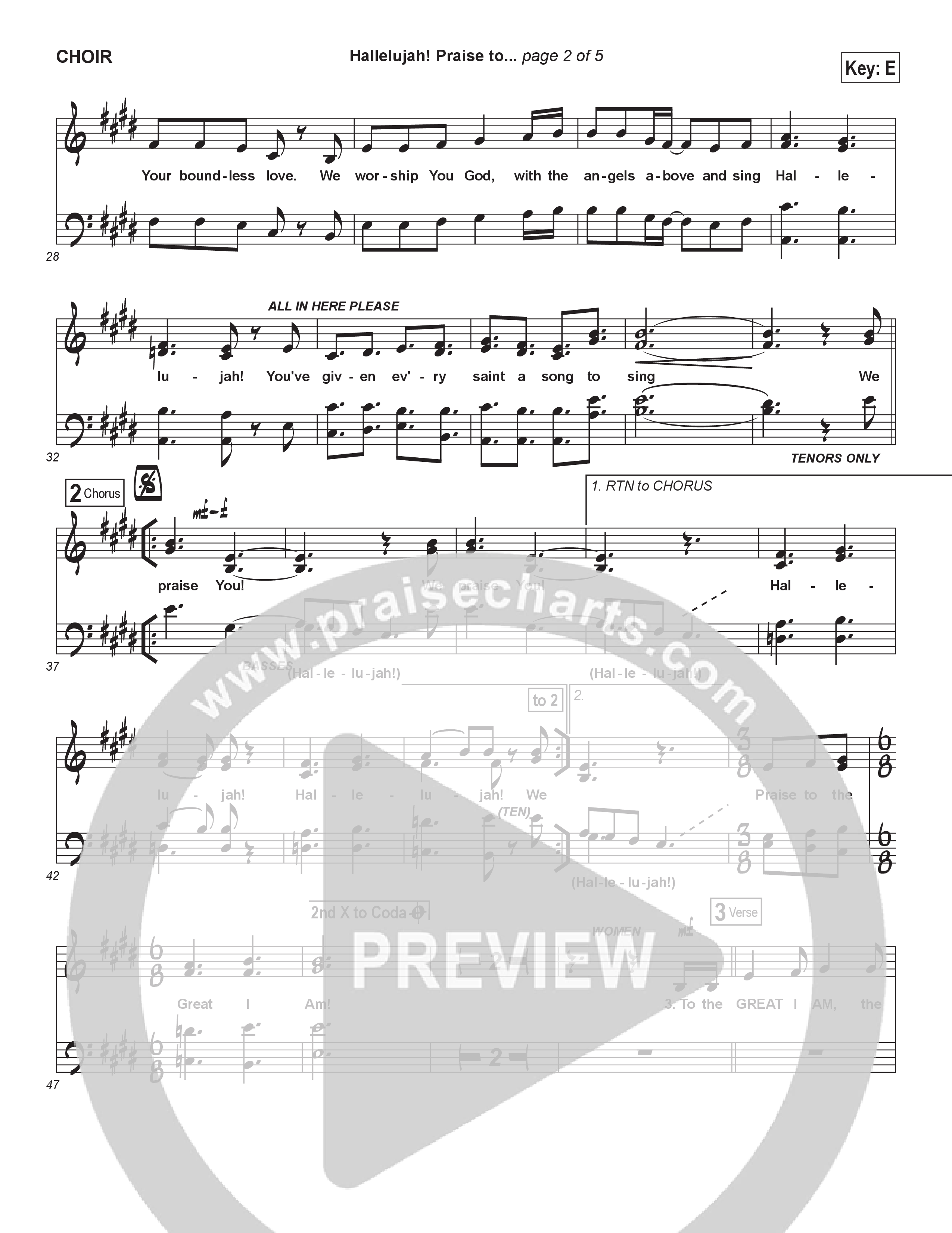Hallelujah Praise To The Great I Am (Choral Anthem SATB) Choir Sheet (Brad Henderson)