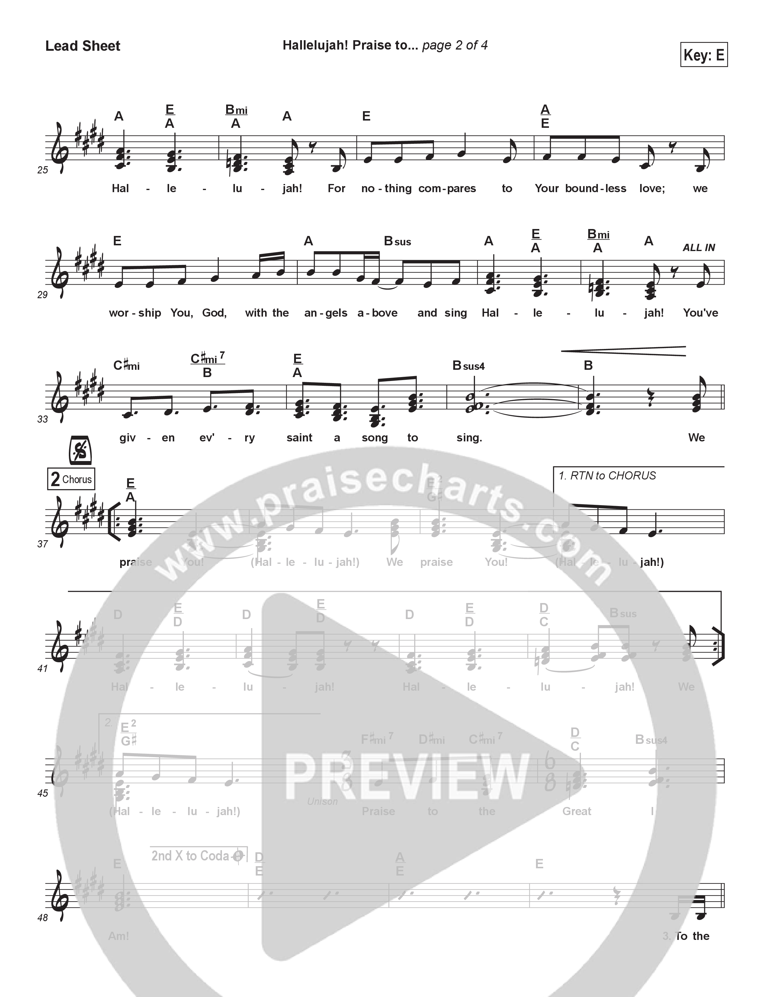 Hallelujah Praise To The Great I Am (Choral Anthem SATB) Lead Sheet (SAT) (Brad Henderson)