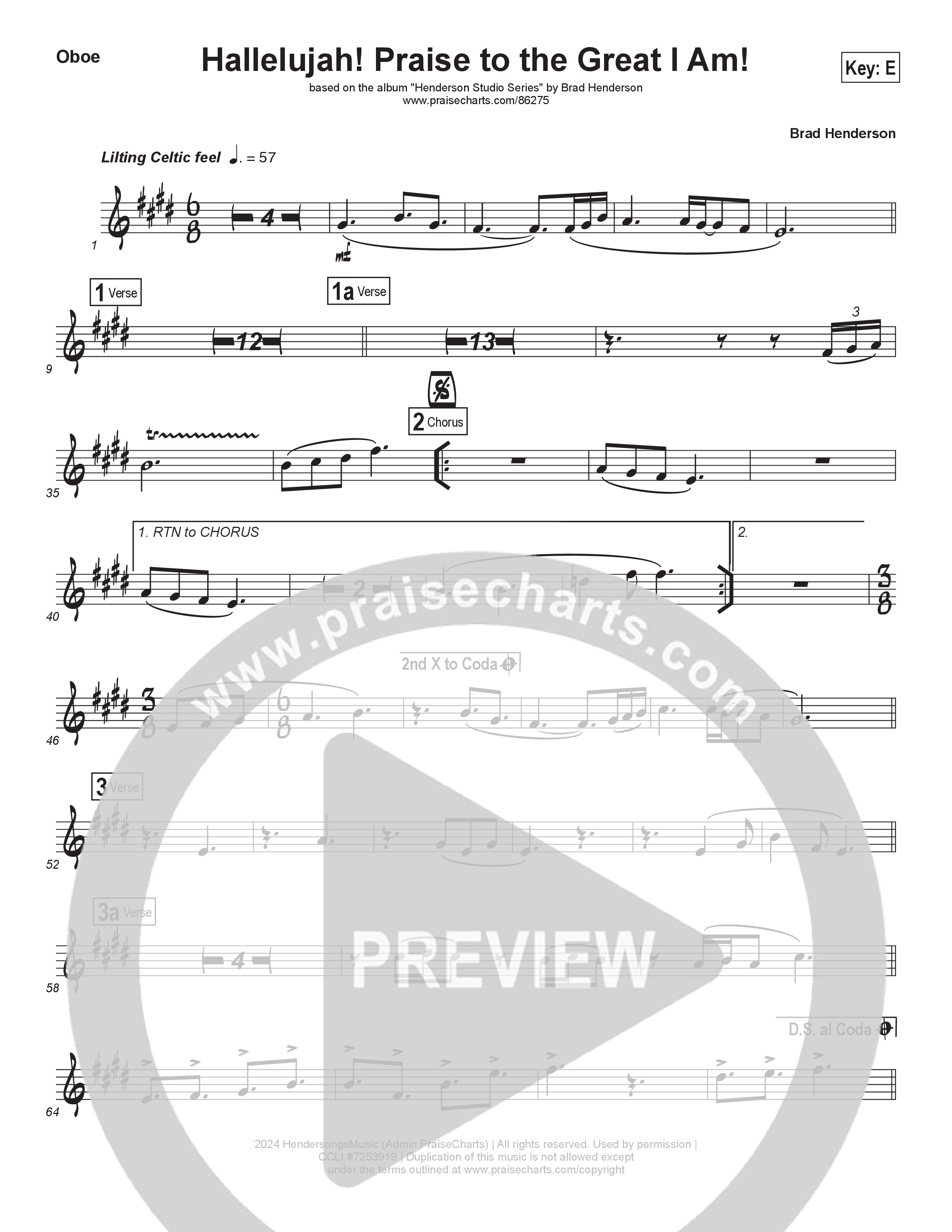 Hallelujah Praise To The Great I Am (Choral Anthem SATB) Wind Pack (Brad Henderson)