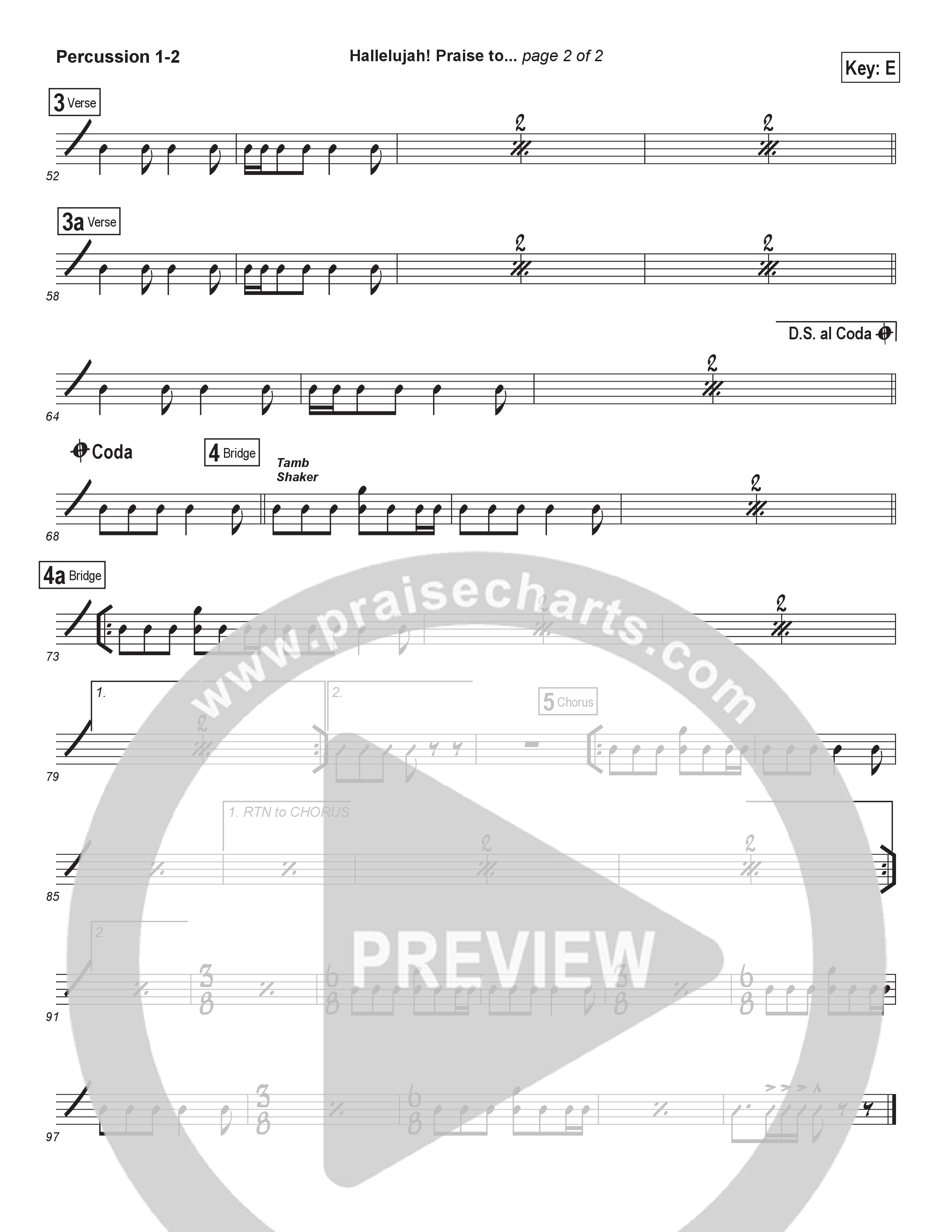 Hallelujah Praise To The Great I Am (Choral Anthem SATB) Percussion 1/2 (Brad Henderson)