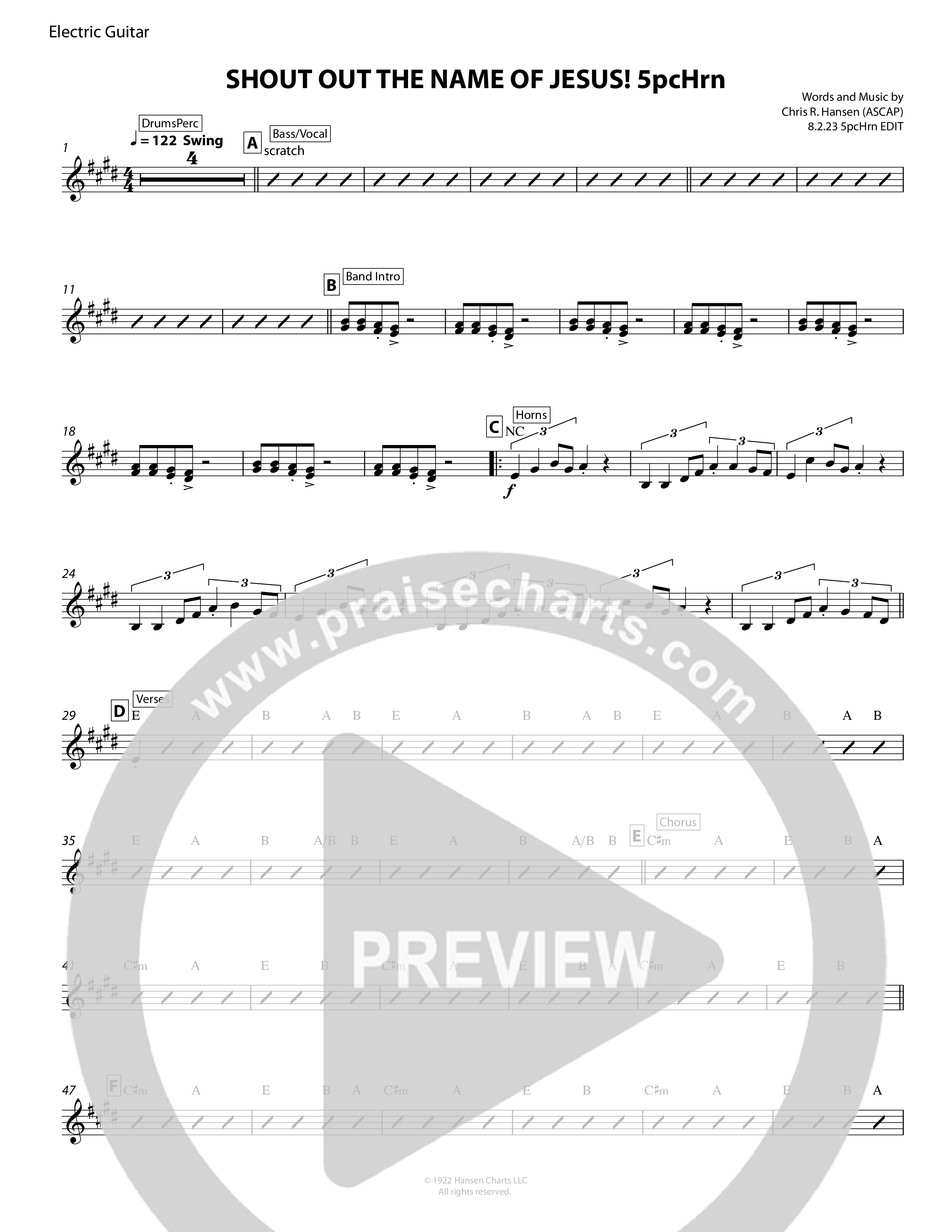 Shout Out The Name Of Jesus (5 Piece Brass) Electric Guitar (Chris Hansen)