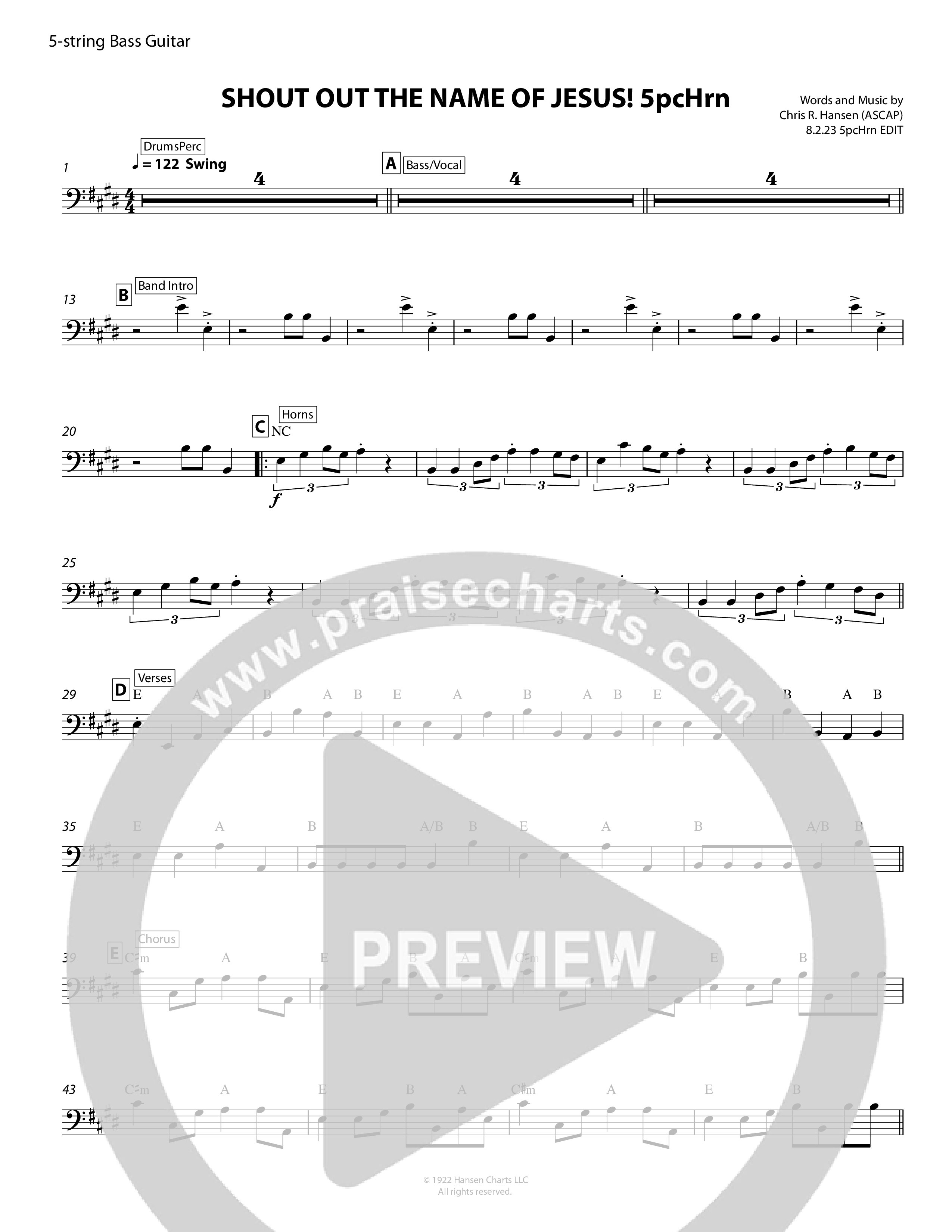 Shout Out The Name Of Jesus (5 Piece Brass) Guitar (Chris Hansen)