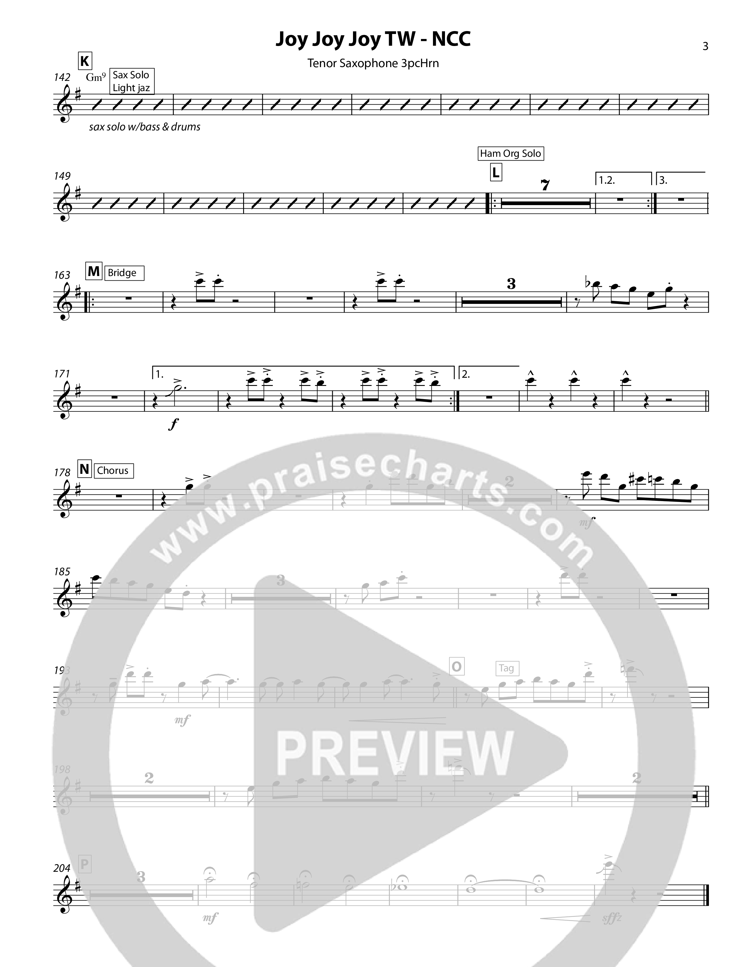 Joy Joy Joy (3 Piece Brass) Tenor Sax/Baritone T.C. (Chris Hansen)