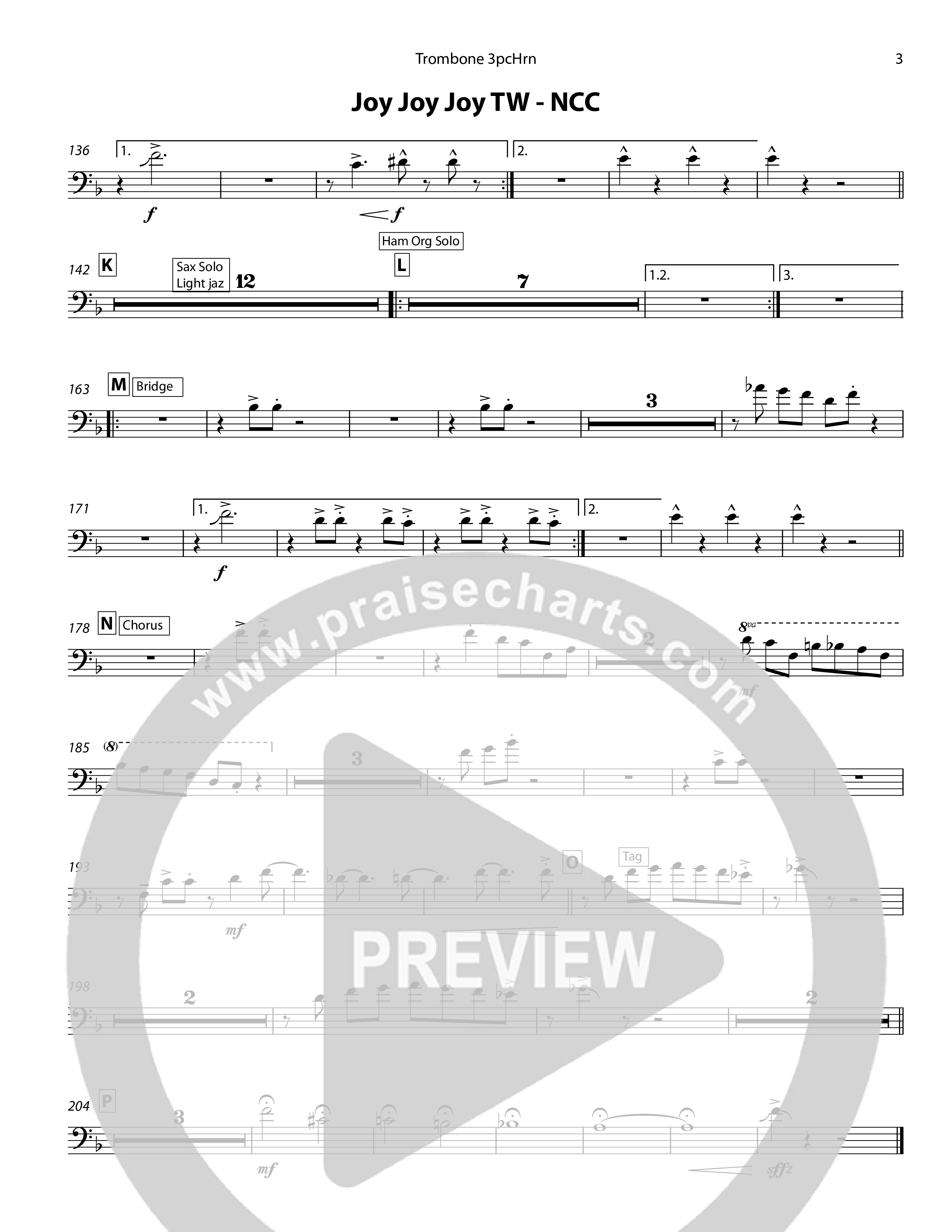 Joy Joy Joy (3 Piece Brass) Trombone (Chris Hansen)