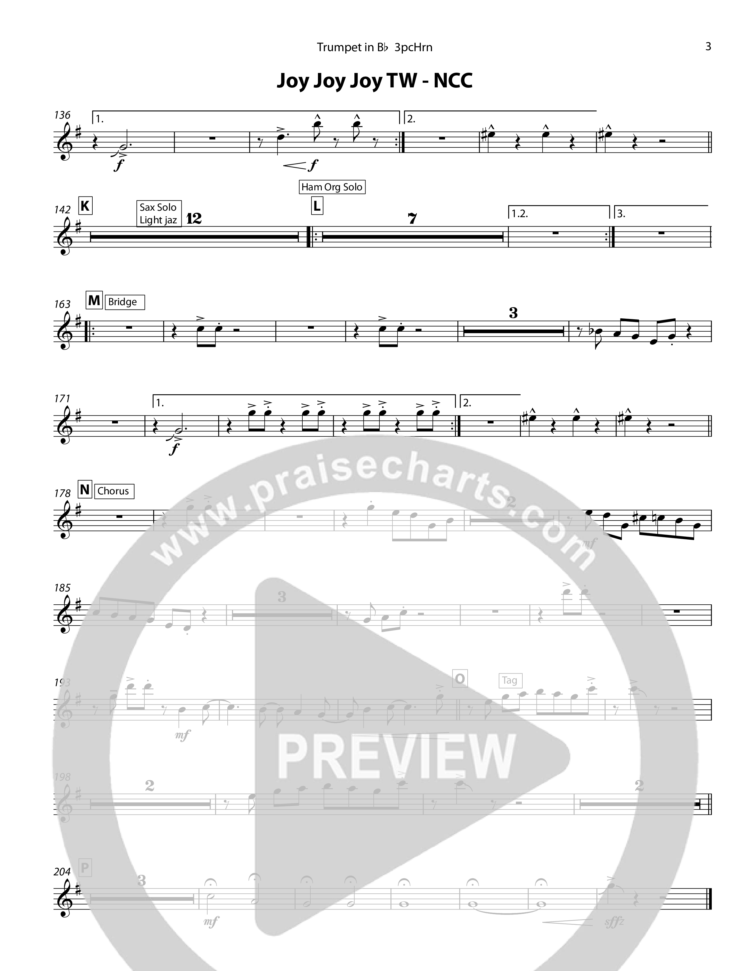 Joy Joy Joy (3 Piece Brass) Trumpet (Chris Hansen)