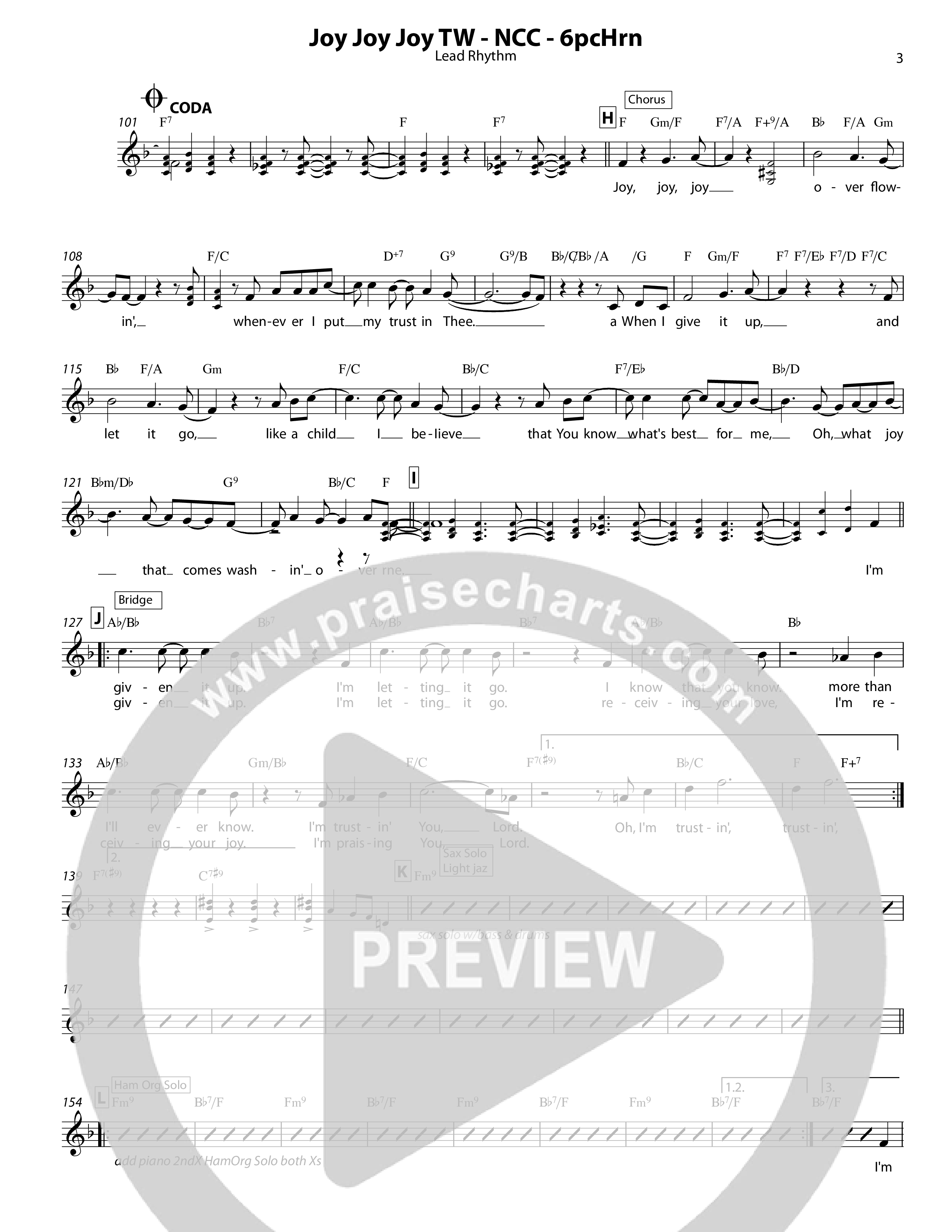 Joy Joy Joy (5 Piece Brass) Lead Sheet (SAT) (Chris Hansen)