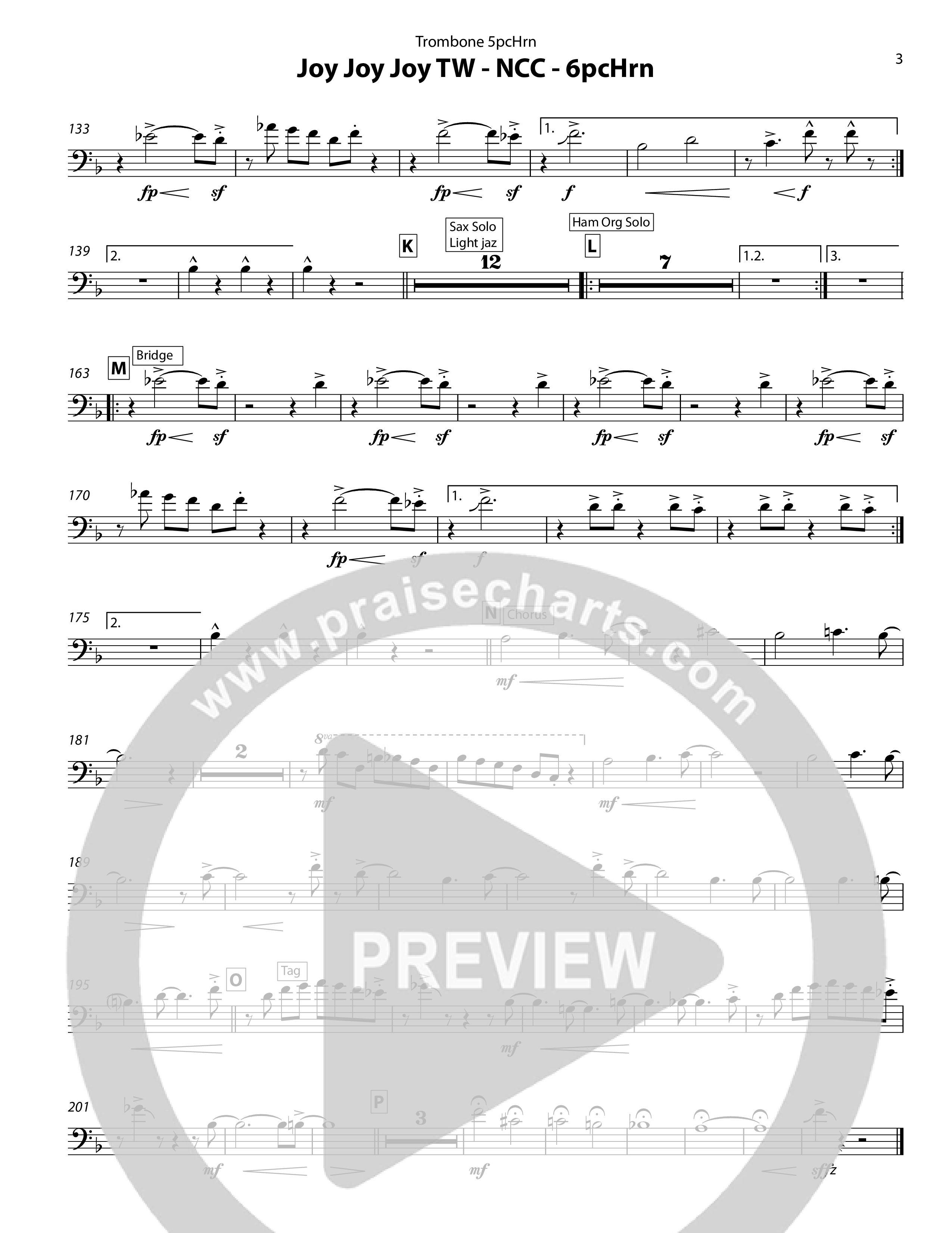 Joy Joy Joy (5 Piece Brass) Trombone (Chris Hansen)